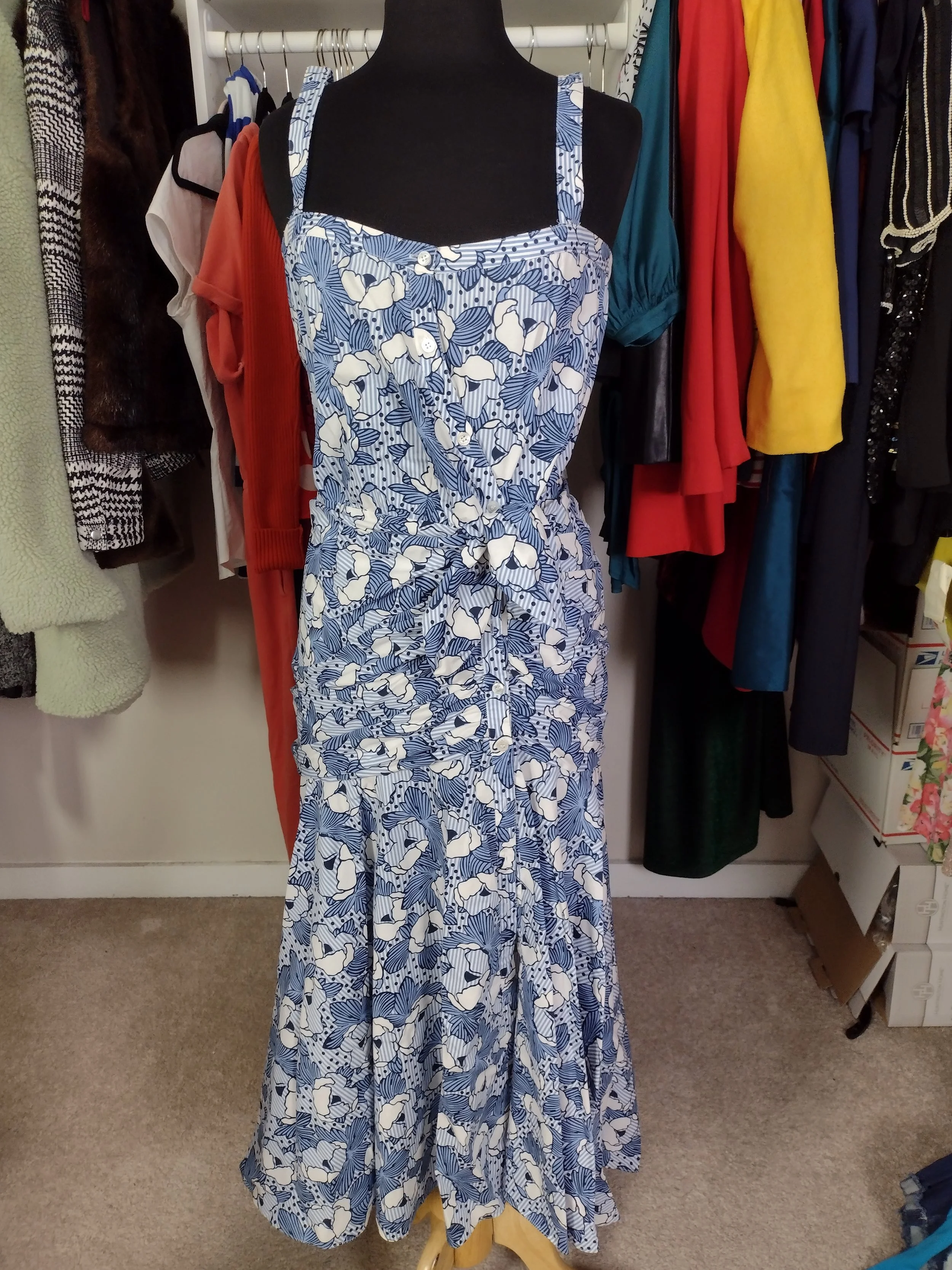 Blue and White Floral Dress Size 10