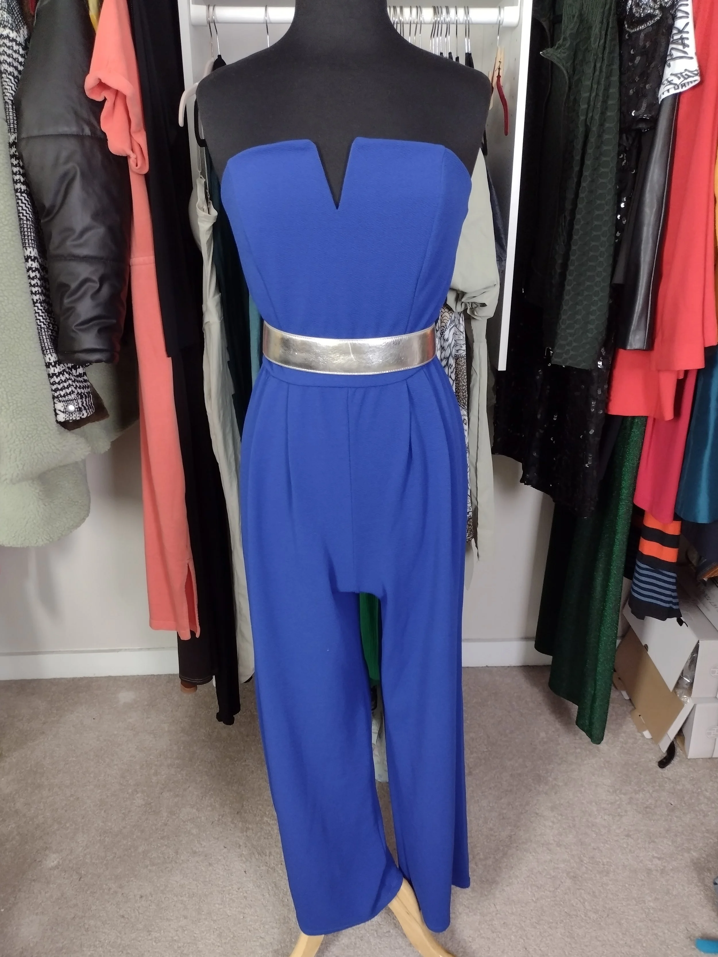 Royal Blue Strapless Jumpsuit Size Juniors XL