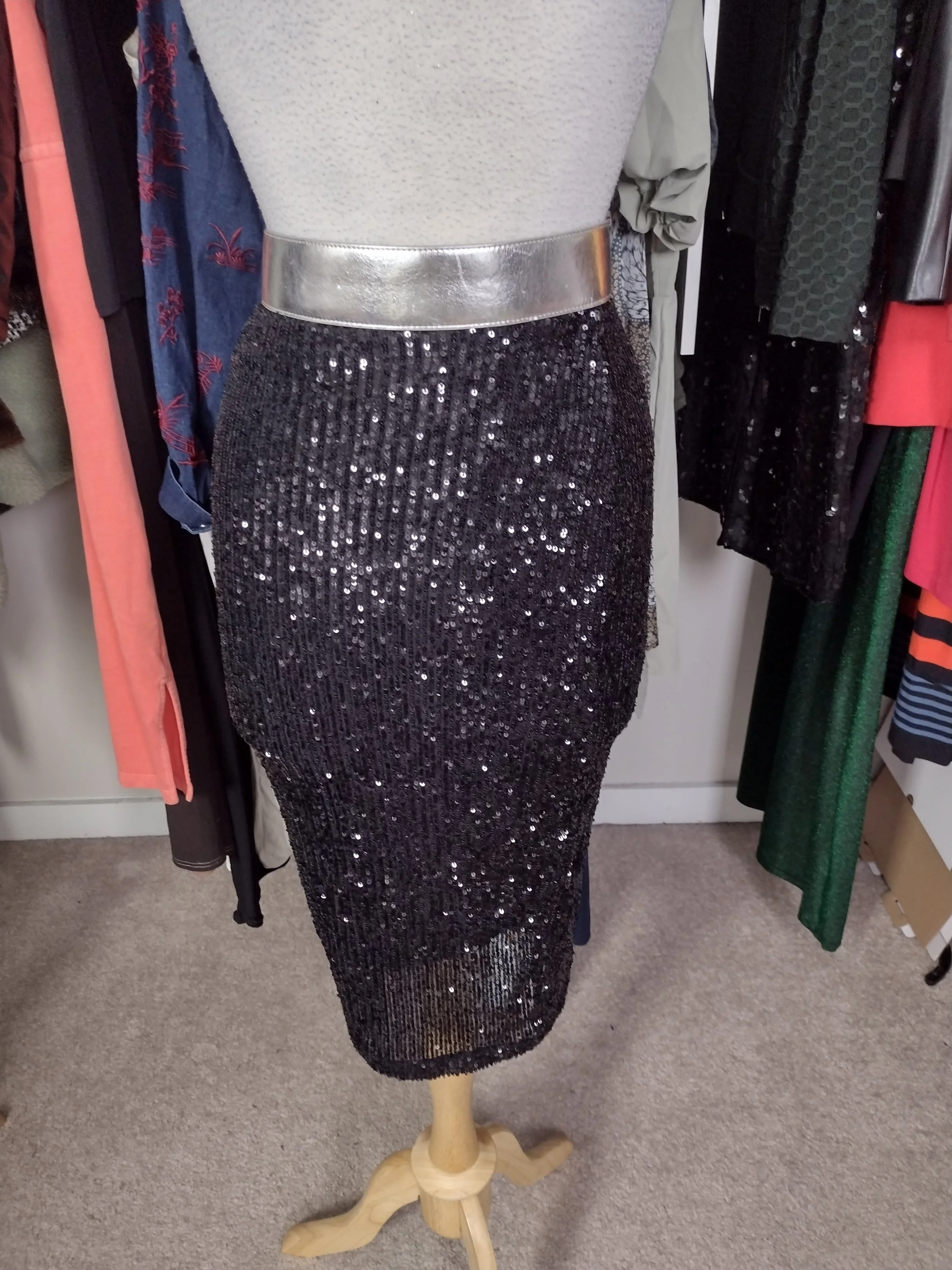 New Black Sequin Skirt Size S/M