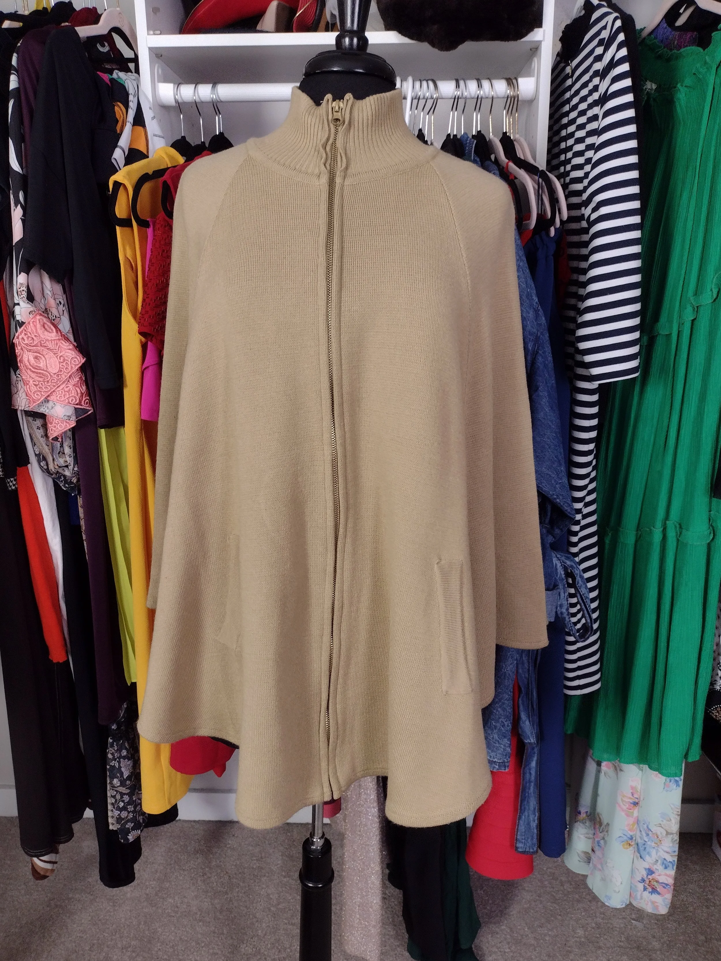Big Buddha Beige Zipper Cape