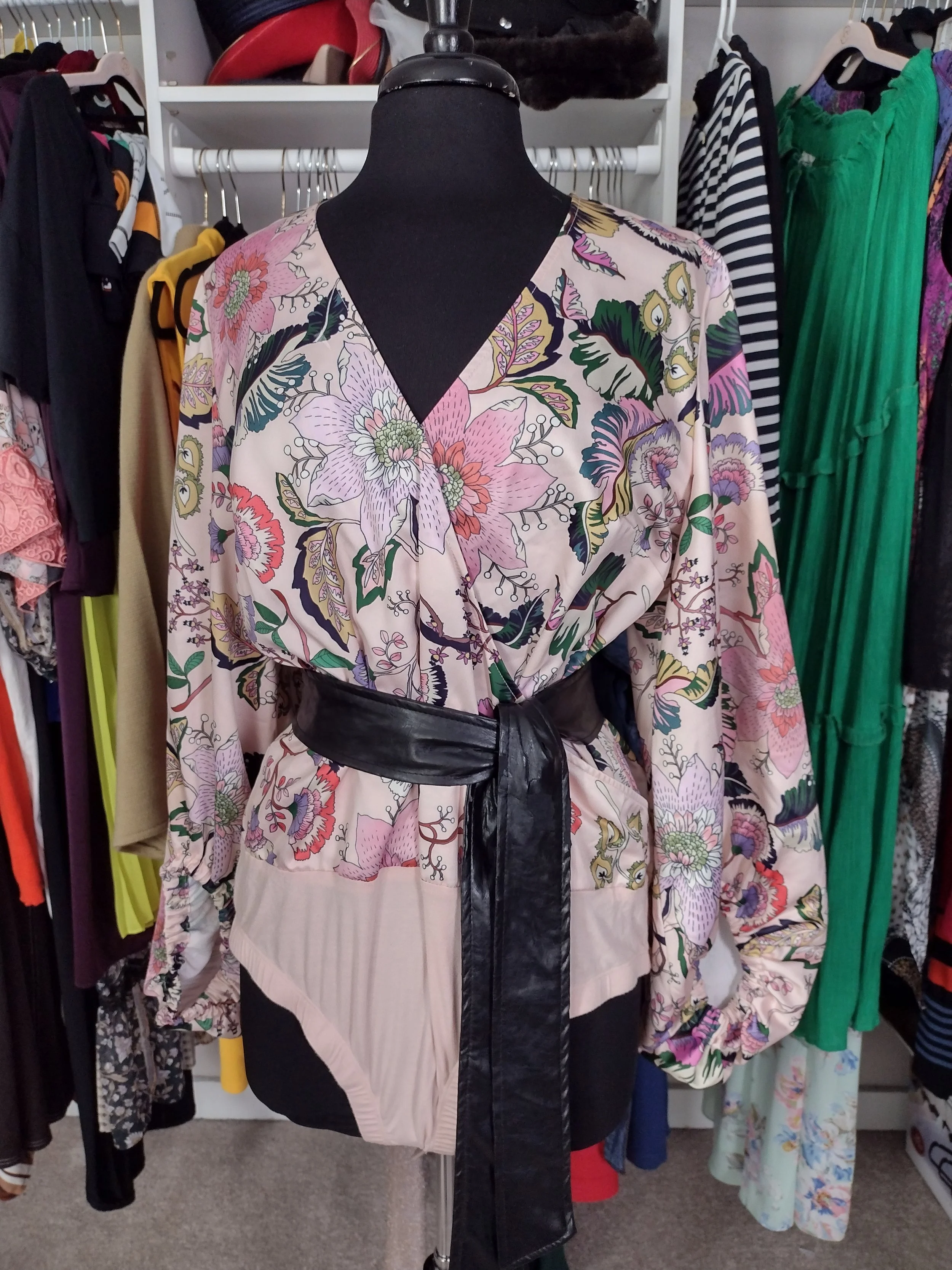 Eloquii Floral Long Sleeve Bodysuit Size 16