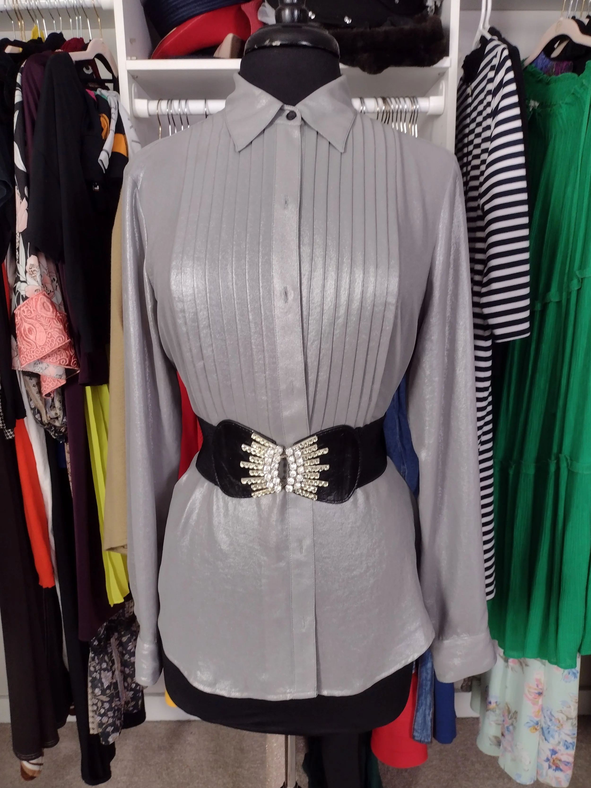 Lauren Silver Tuxedo Shirt Size PL