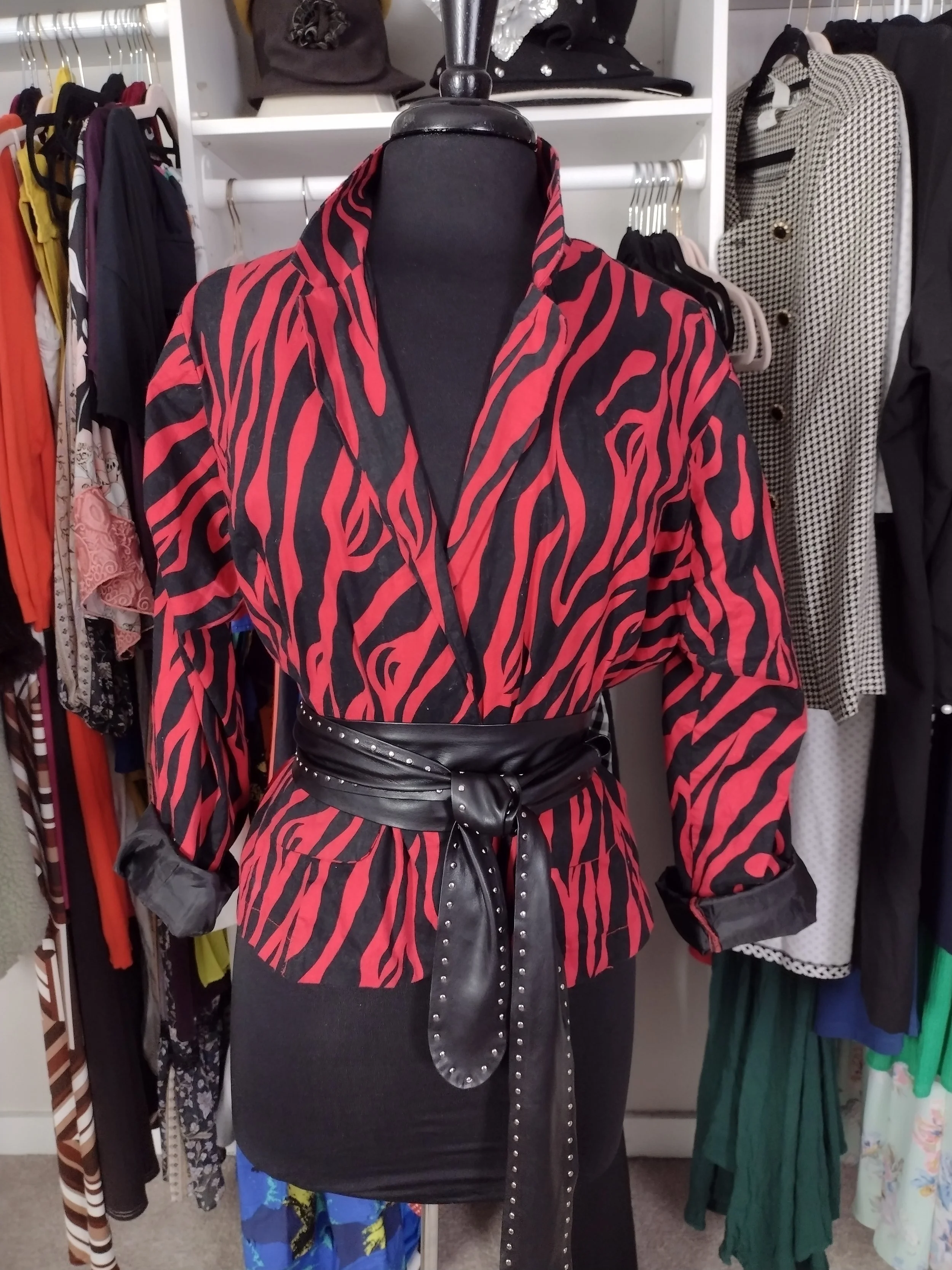 Red and Black Zebra Print Blazer Size L/XL