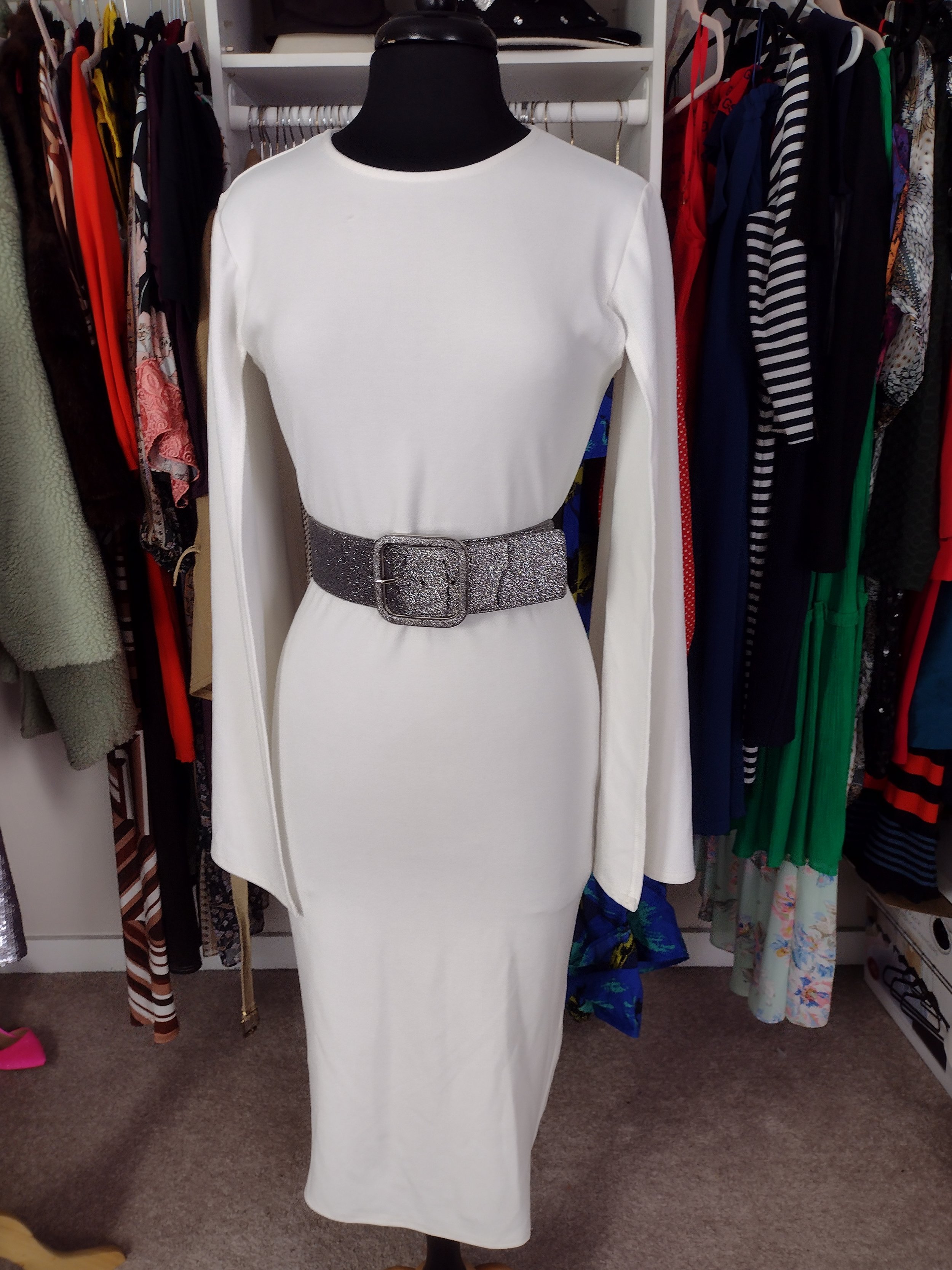 White Cape Sleeve Dress Size 6/8