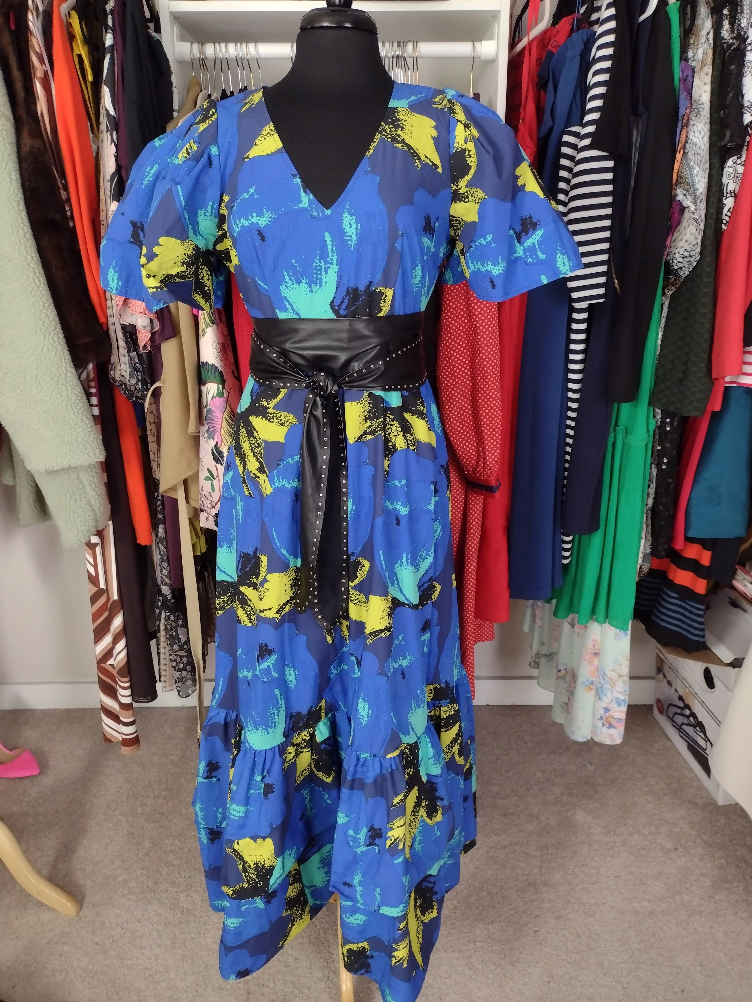 Blue Print Pocket Dress Size M