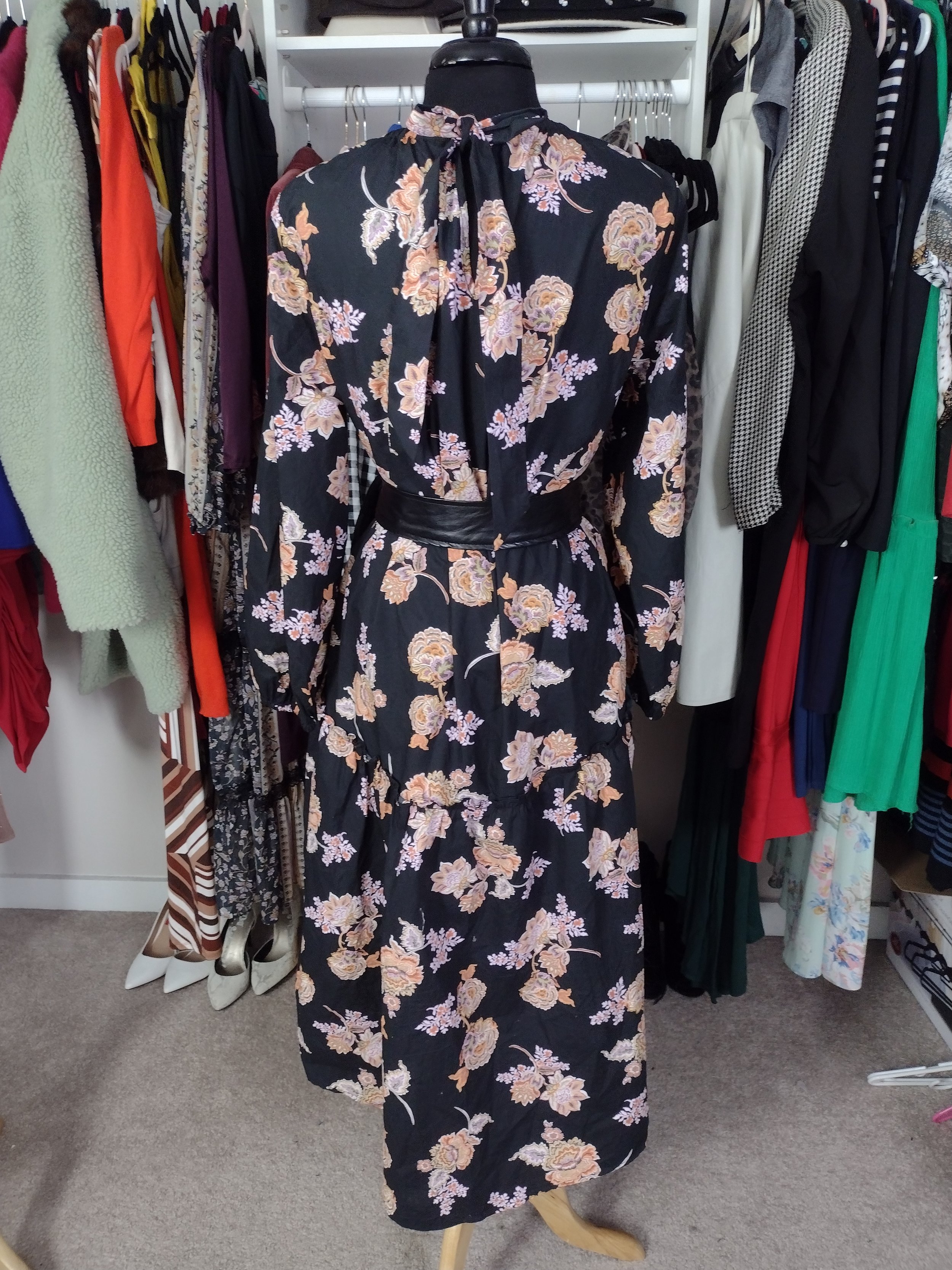 Who What Wear Black Floral Pocket Dress Size Large