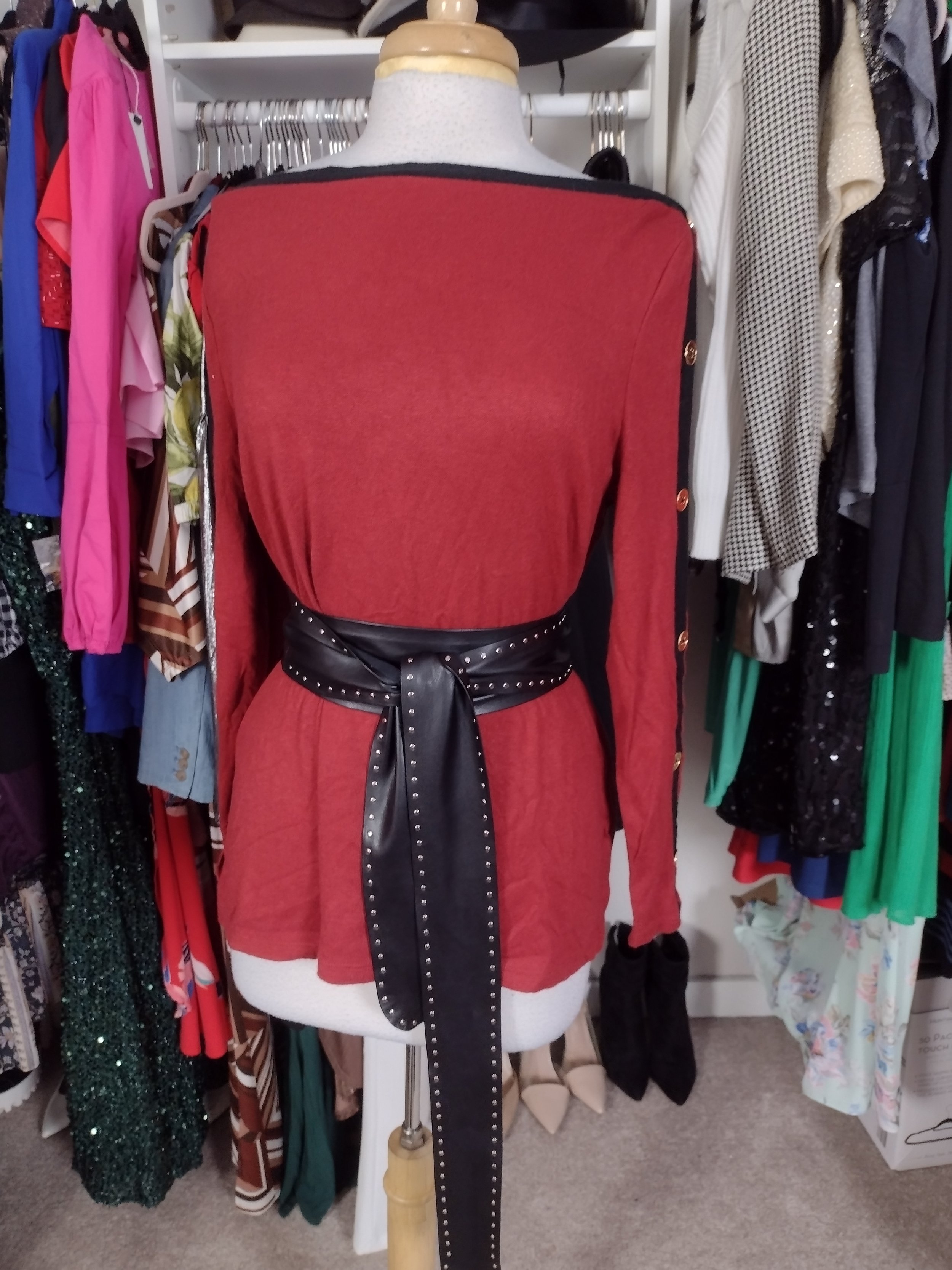 Rust Gold Button Sweater Size L