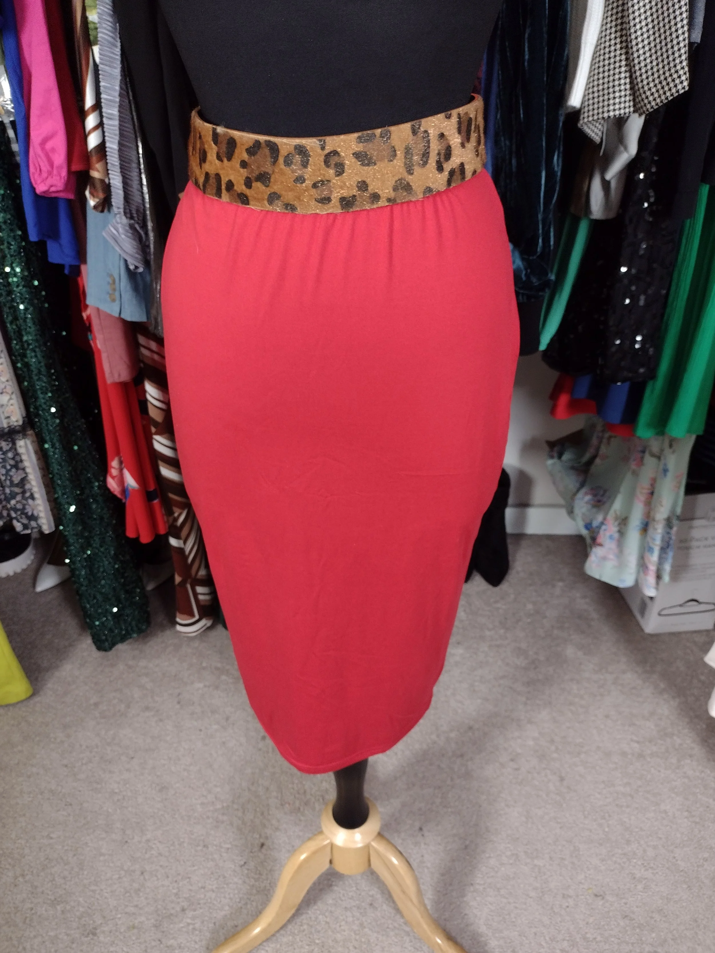 Red Pencil Skirt Size L