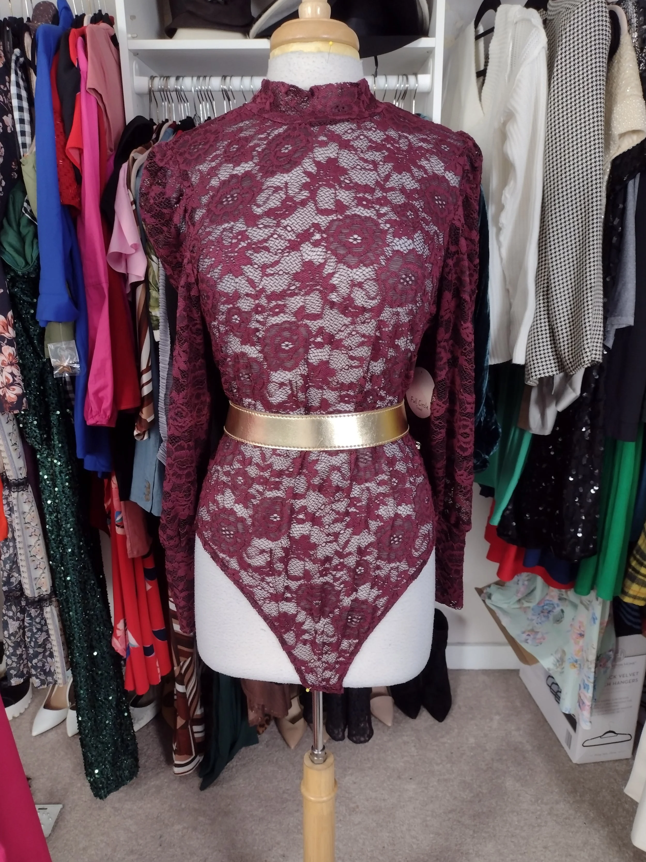Burgundy Lace Bodysuit Size XL