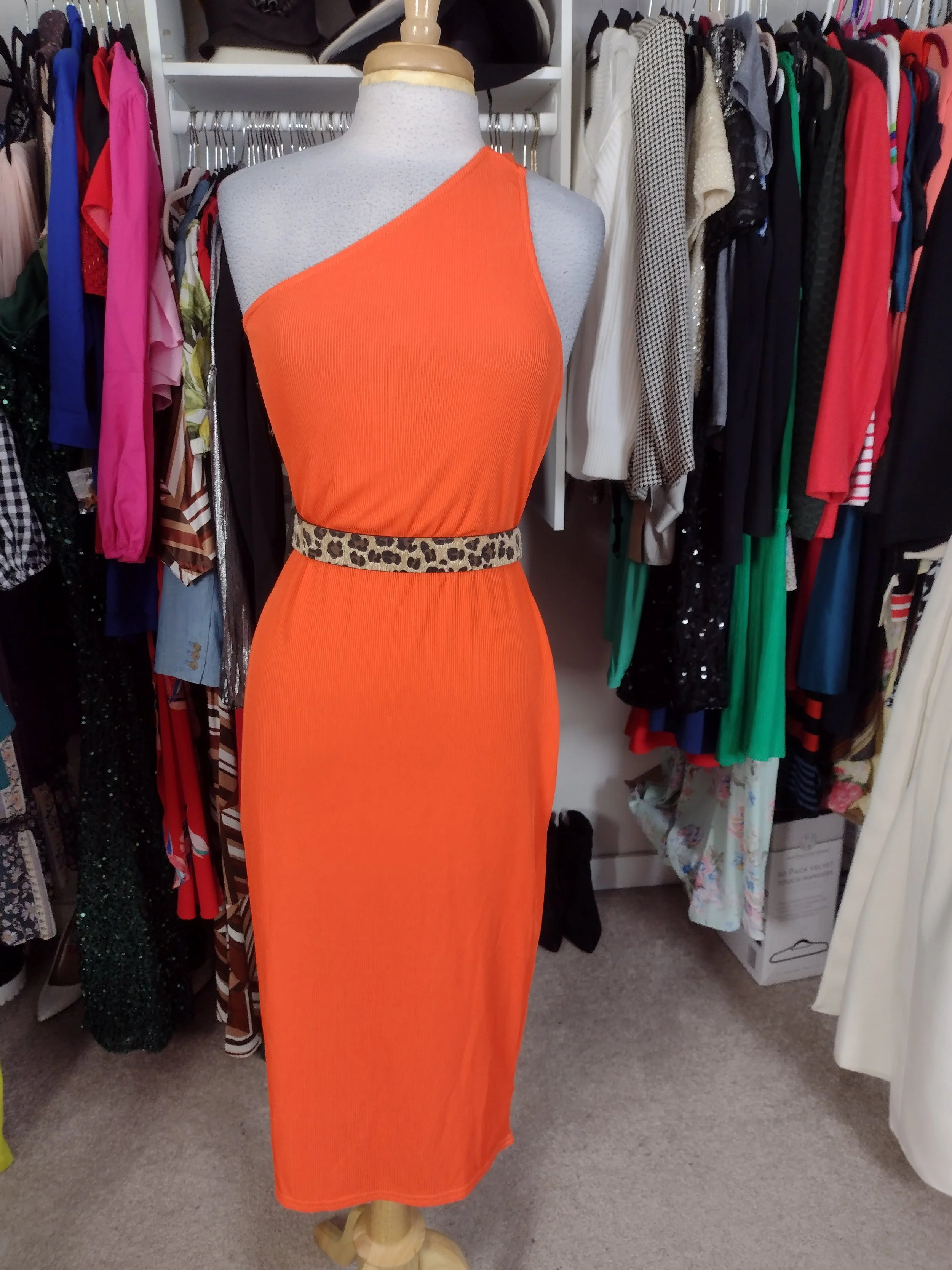 NEW Pretty Little Think Orange One Shoulder Dress Size 10/12