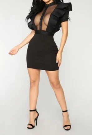 NEW Fashion Nova Black Net Dress Size 6/8