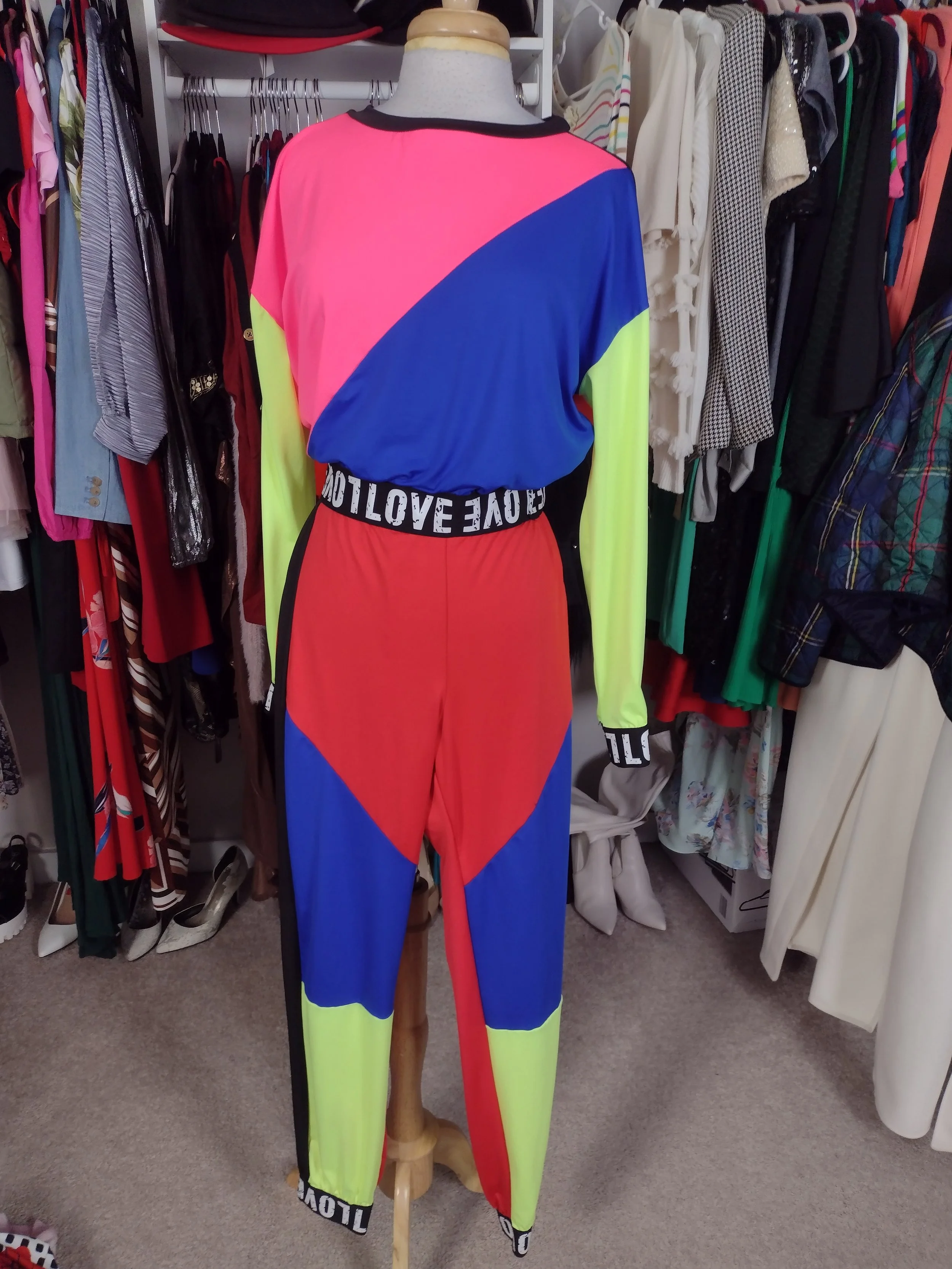 Color Block 2 Piece Pant Set Size L 8/10