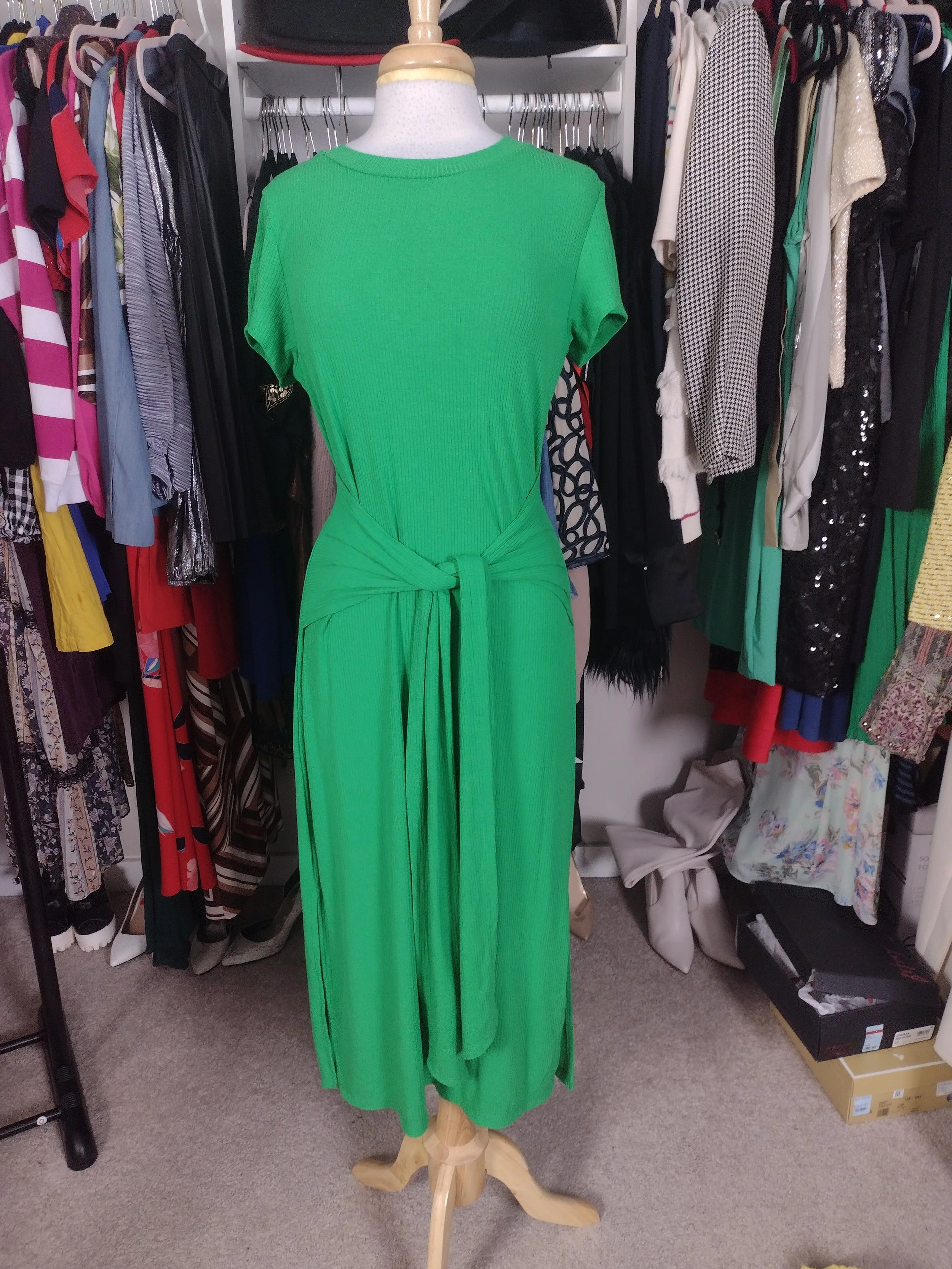 Green T-shirt Tie Dress Size Large