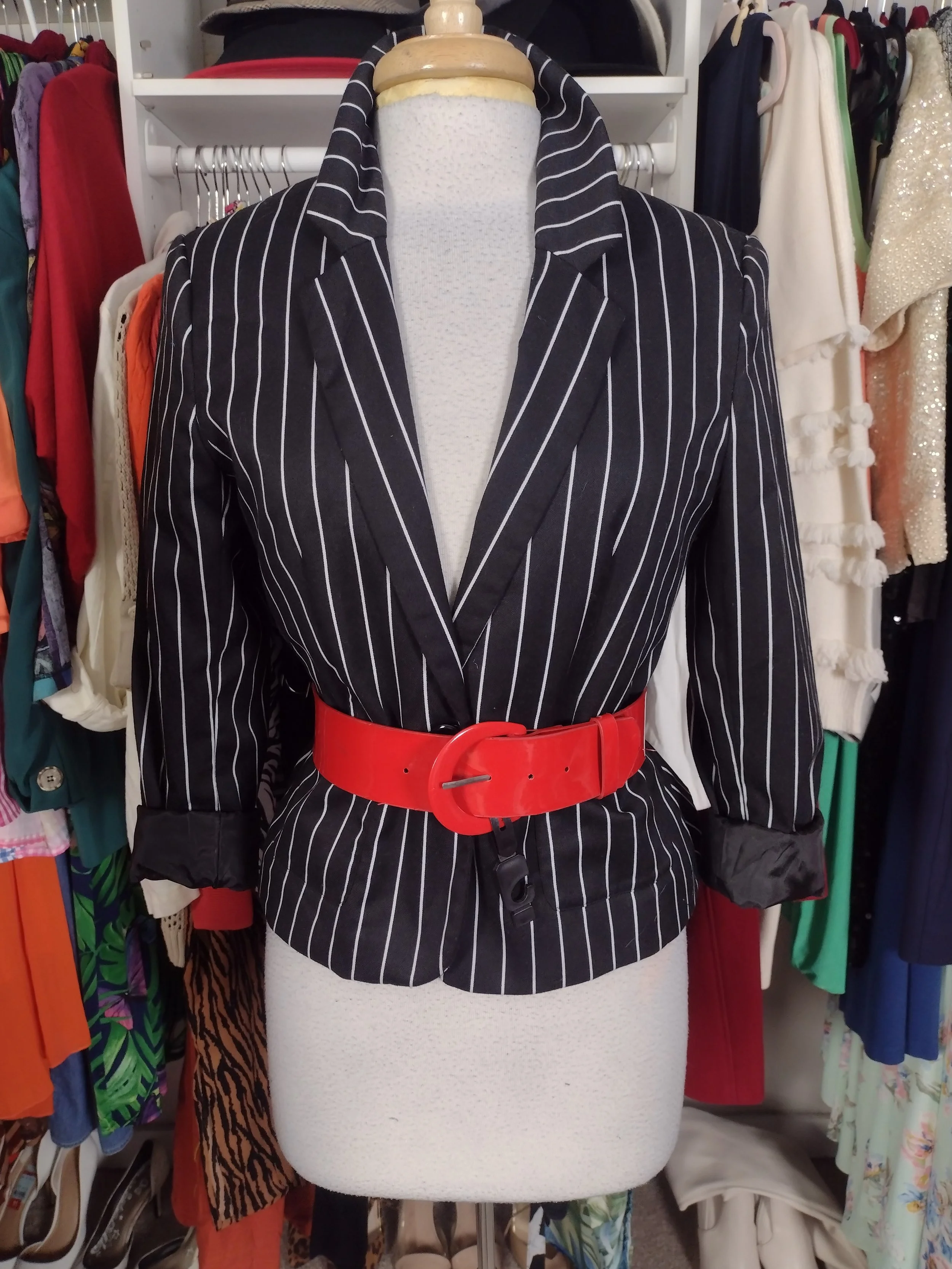 Black and White Stripe Blazer Size 8/10
