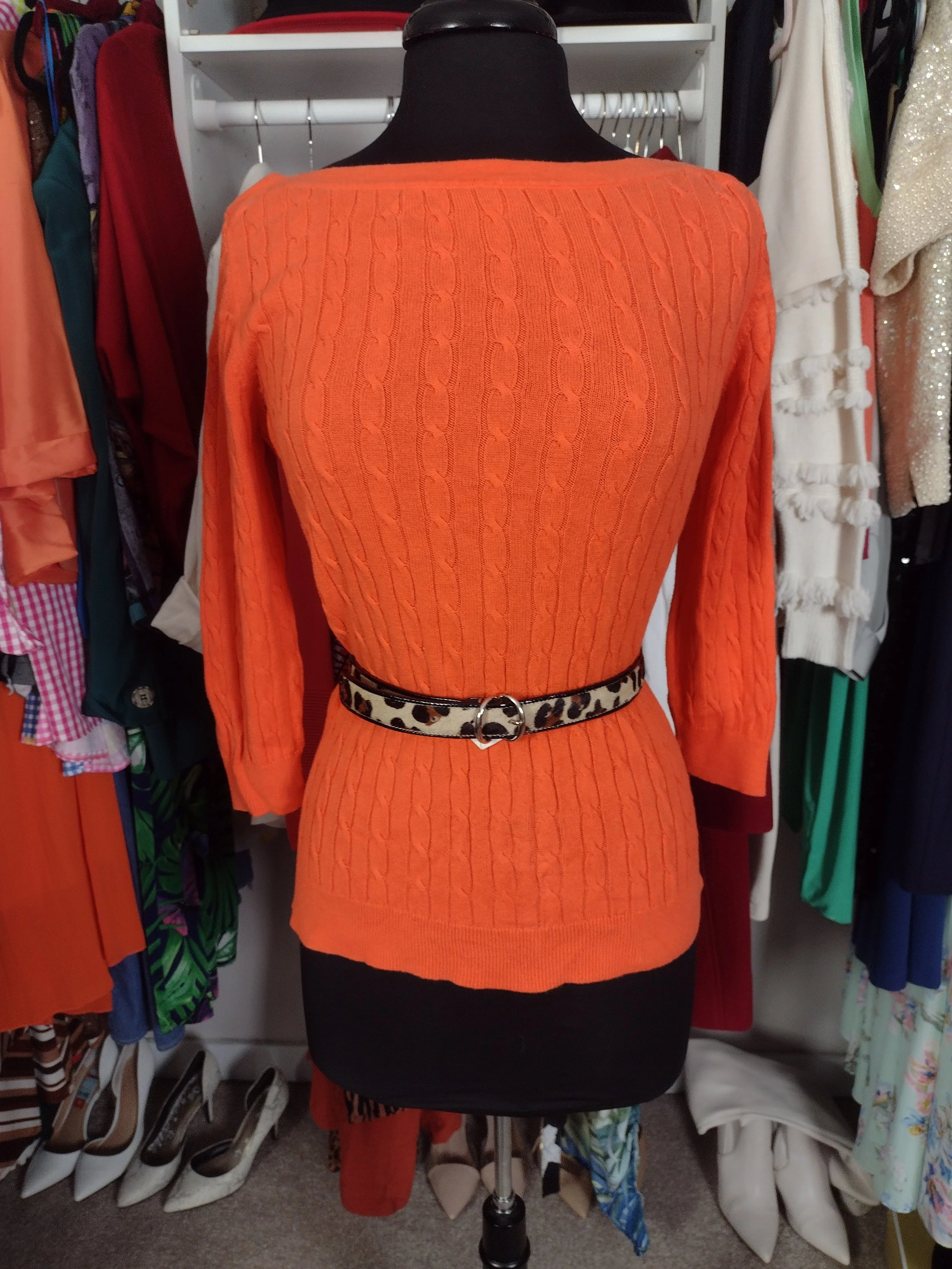 Orange Cableknit Sweater Size M