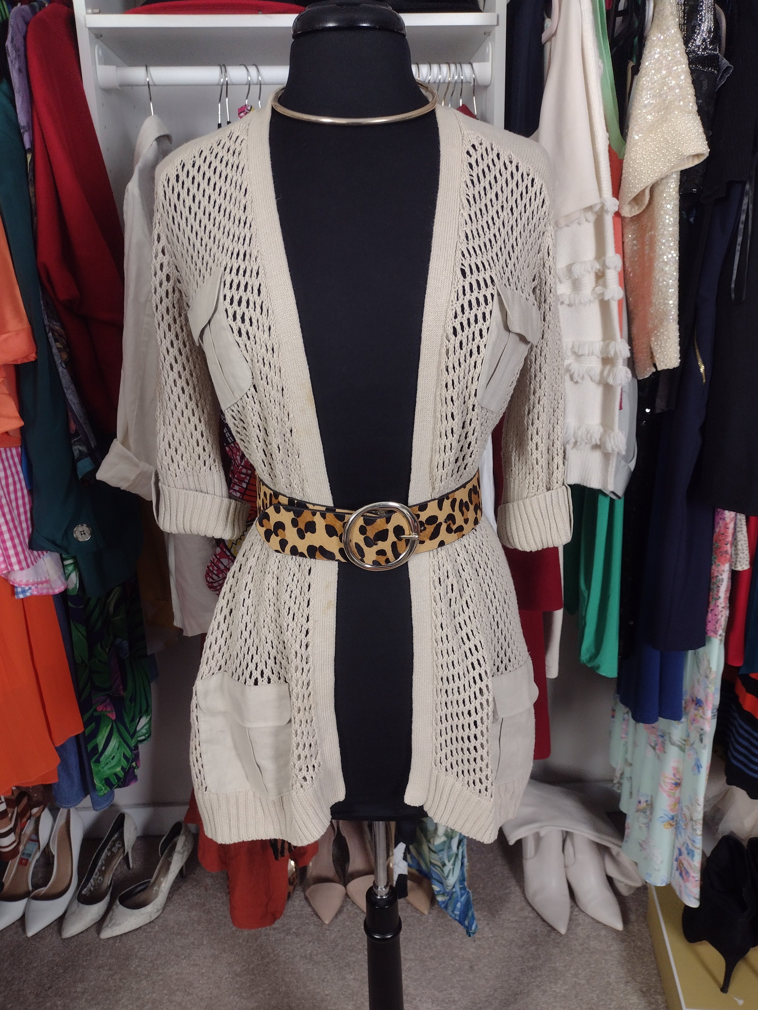 Beige Net Open Cardigan SizeS/M 8/10