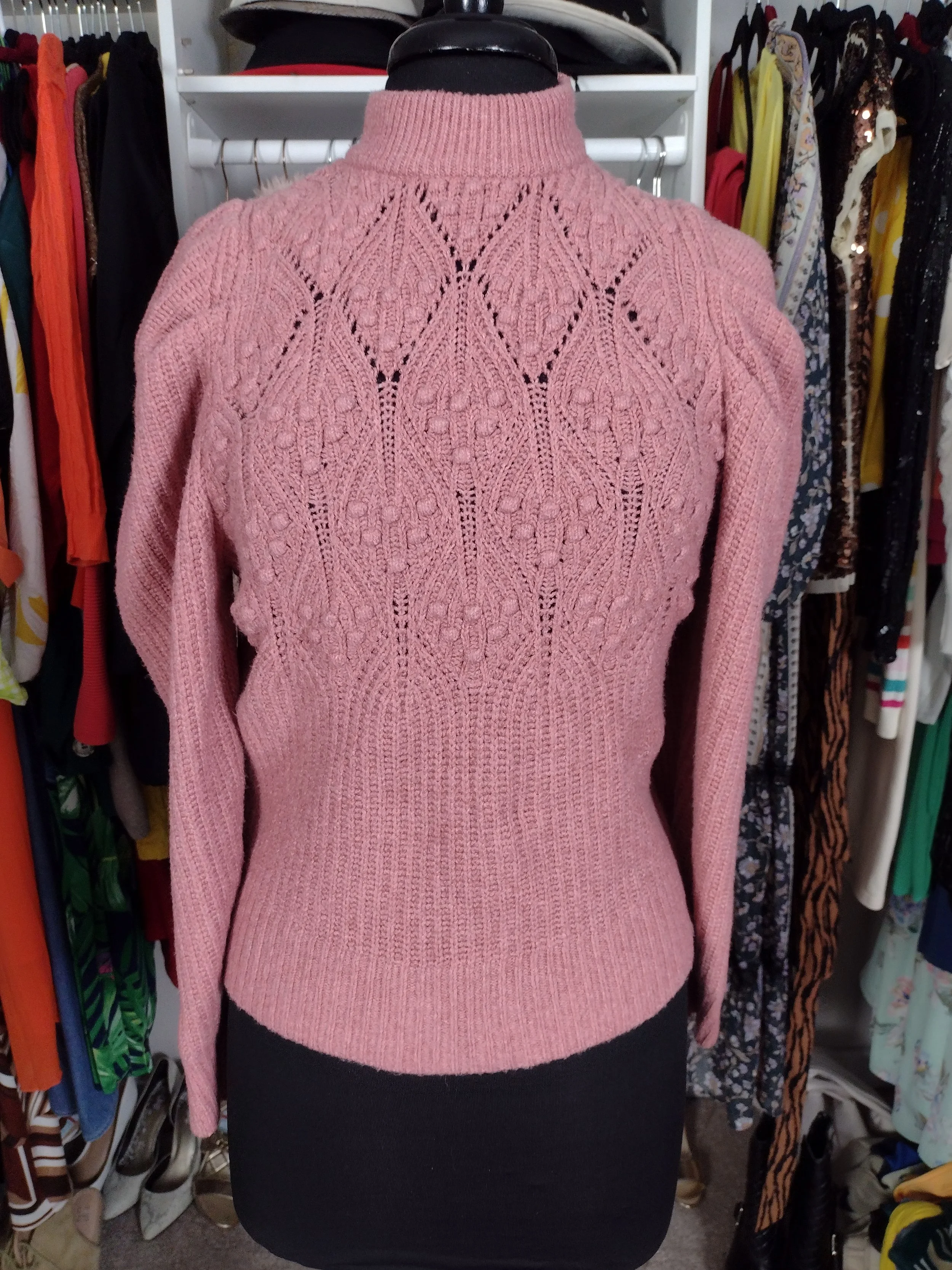 Pink Princess Shoulder Embellished Sweater Size S/M