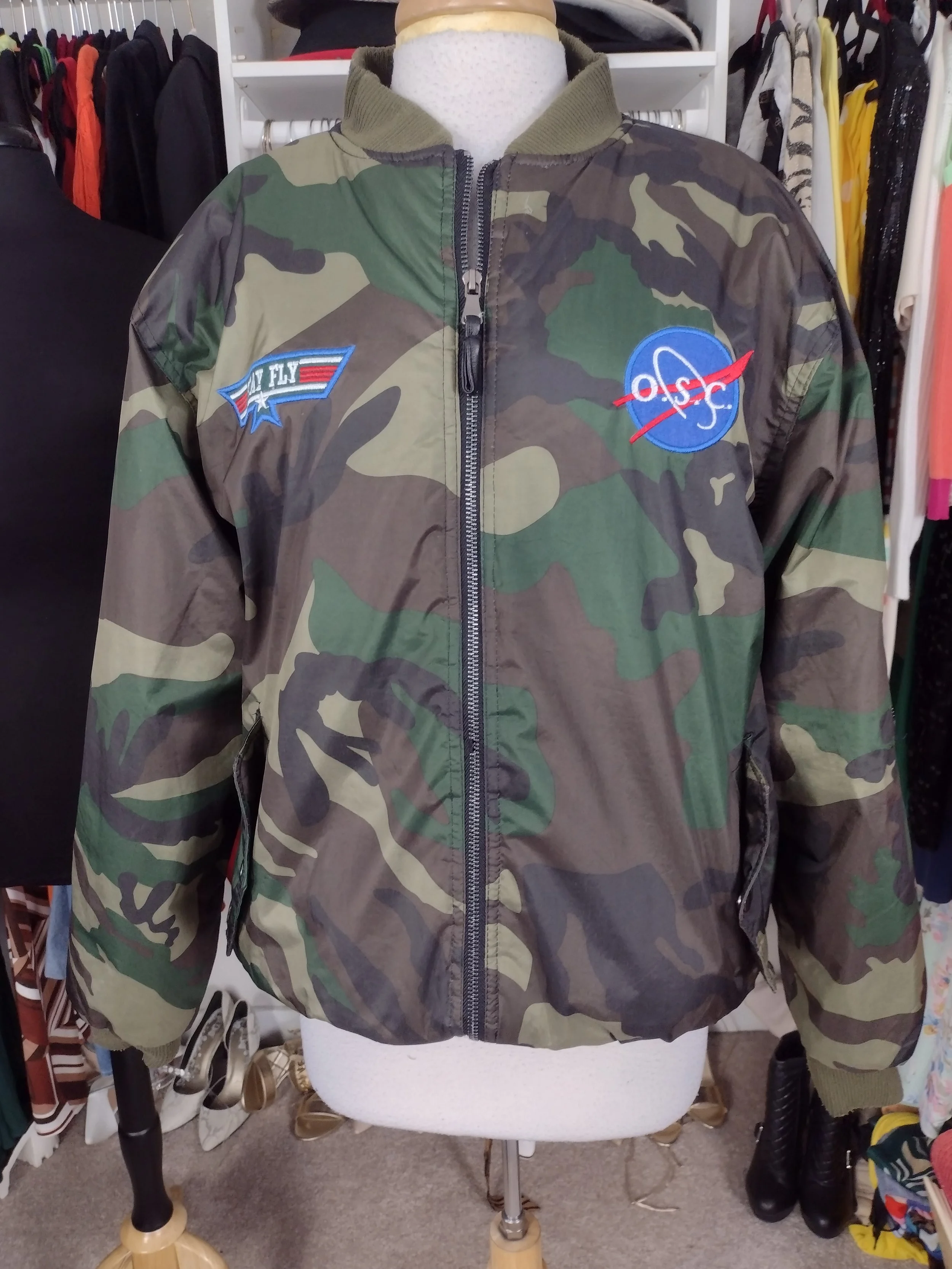 Camo Bomber Jacket Size L