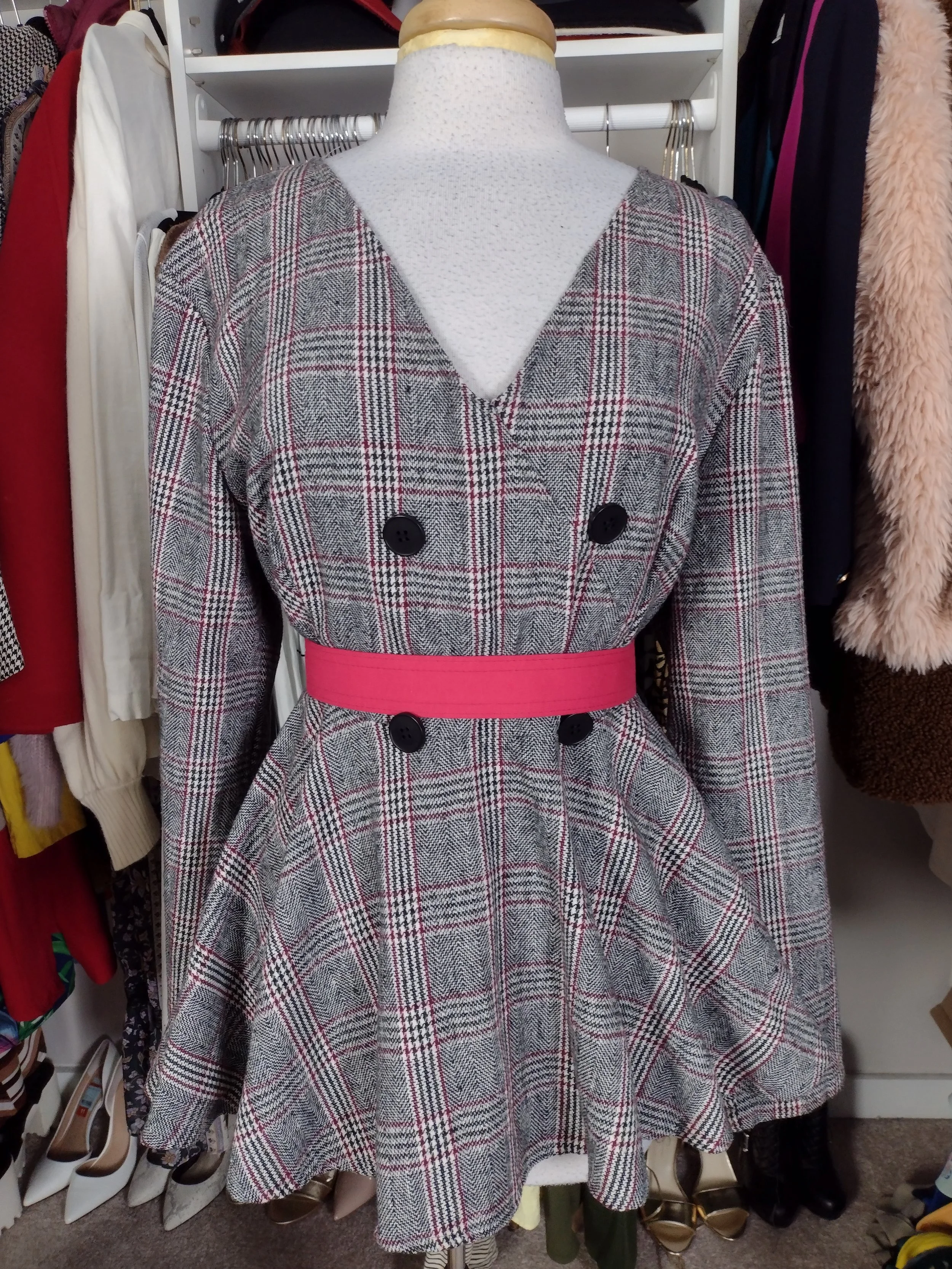 Plaid Peplum Long Sleeve Top Size 14/16