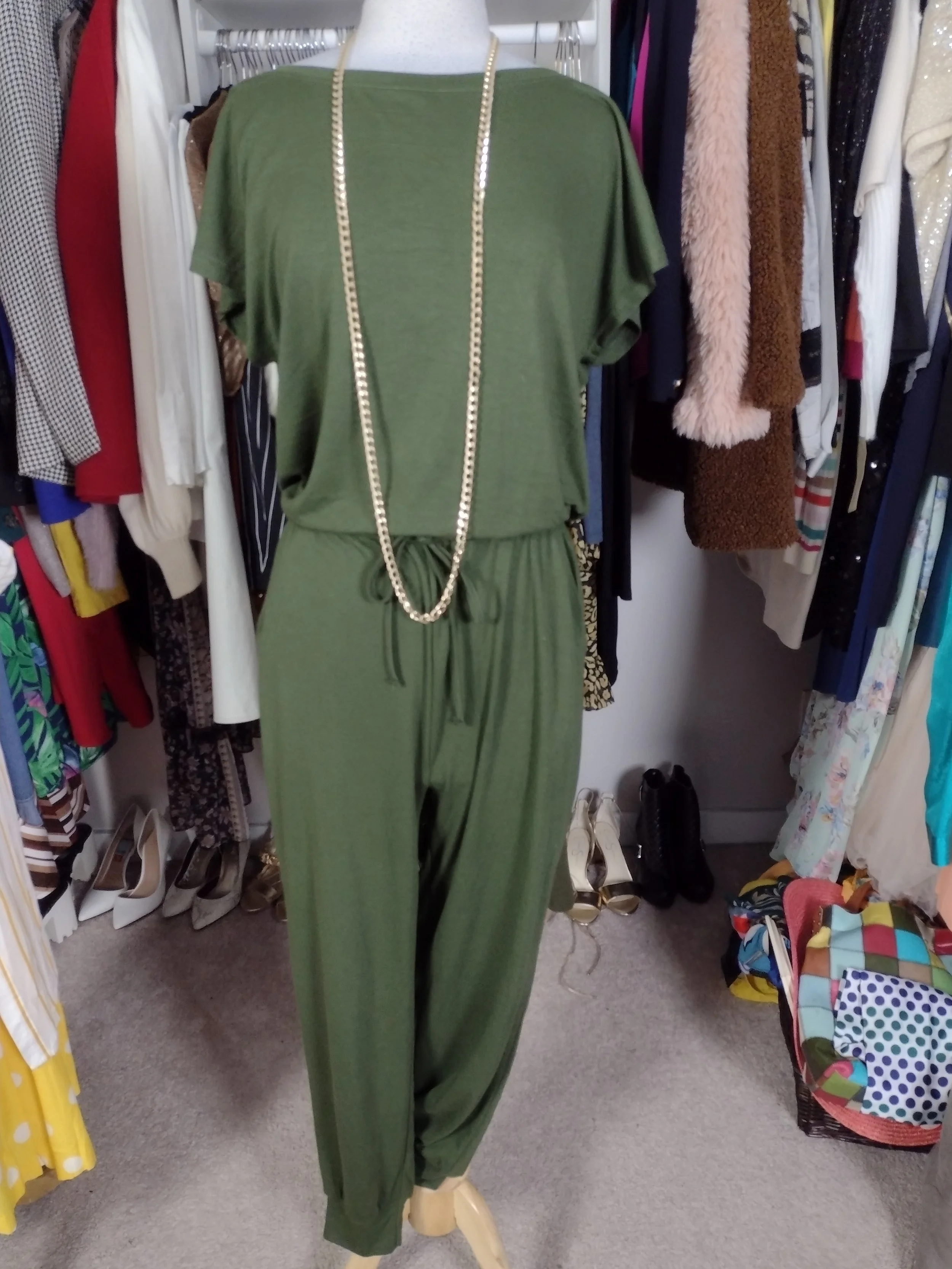 NEW Army green Jumpsuit Size M up to size 10/12
