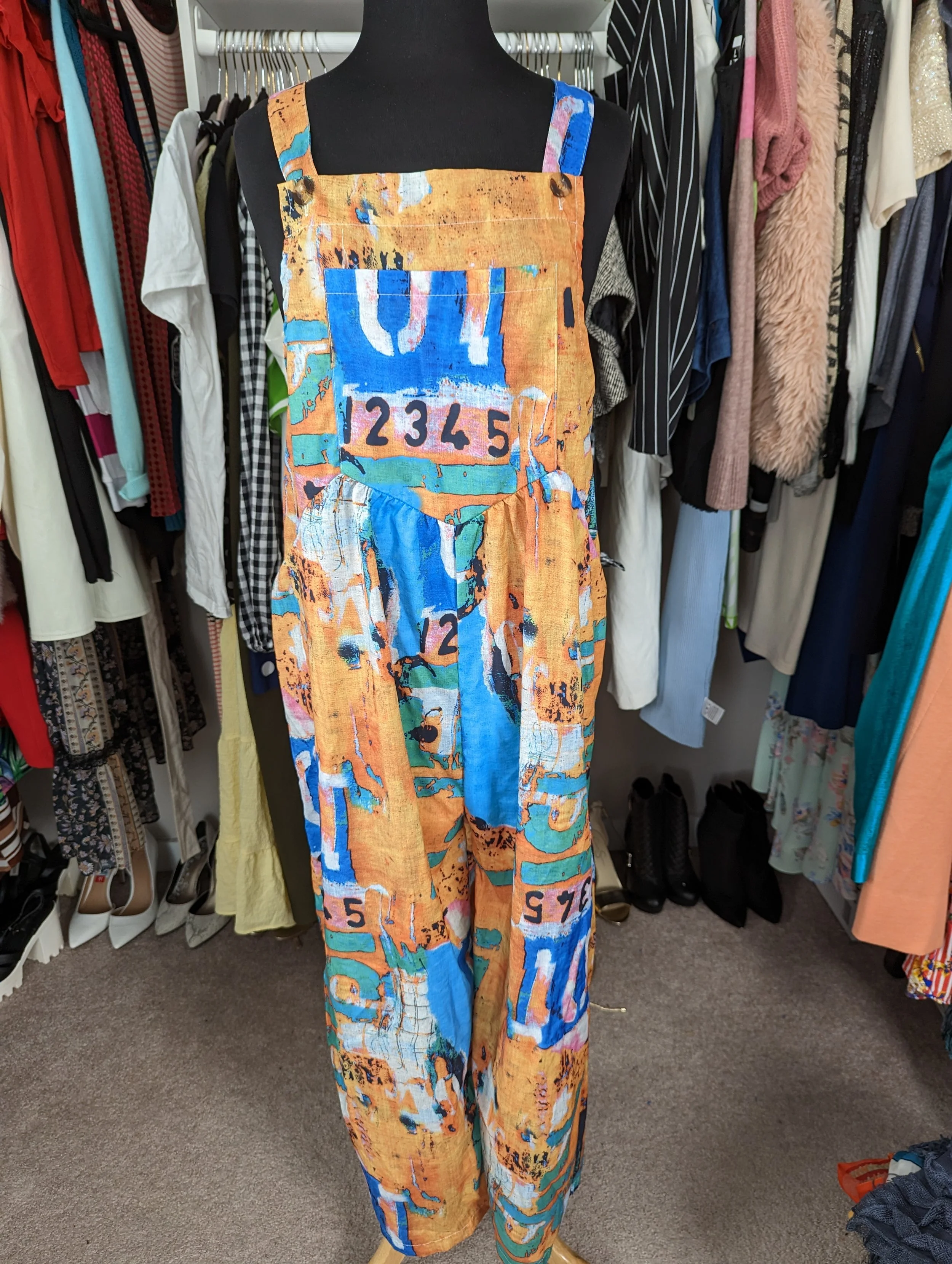 Multicolor Print Overalls Size L