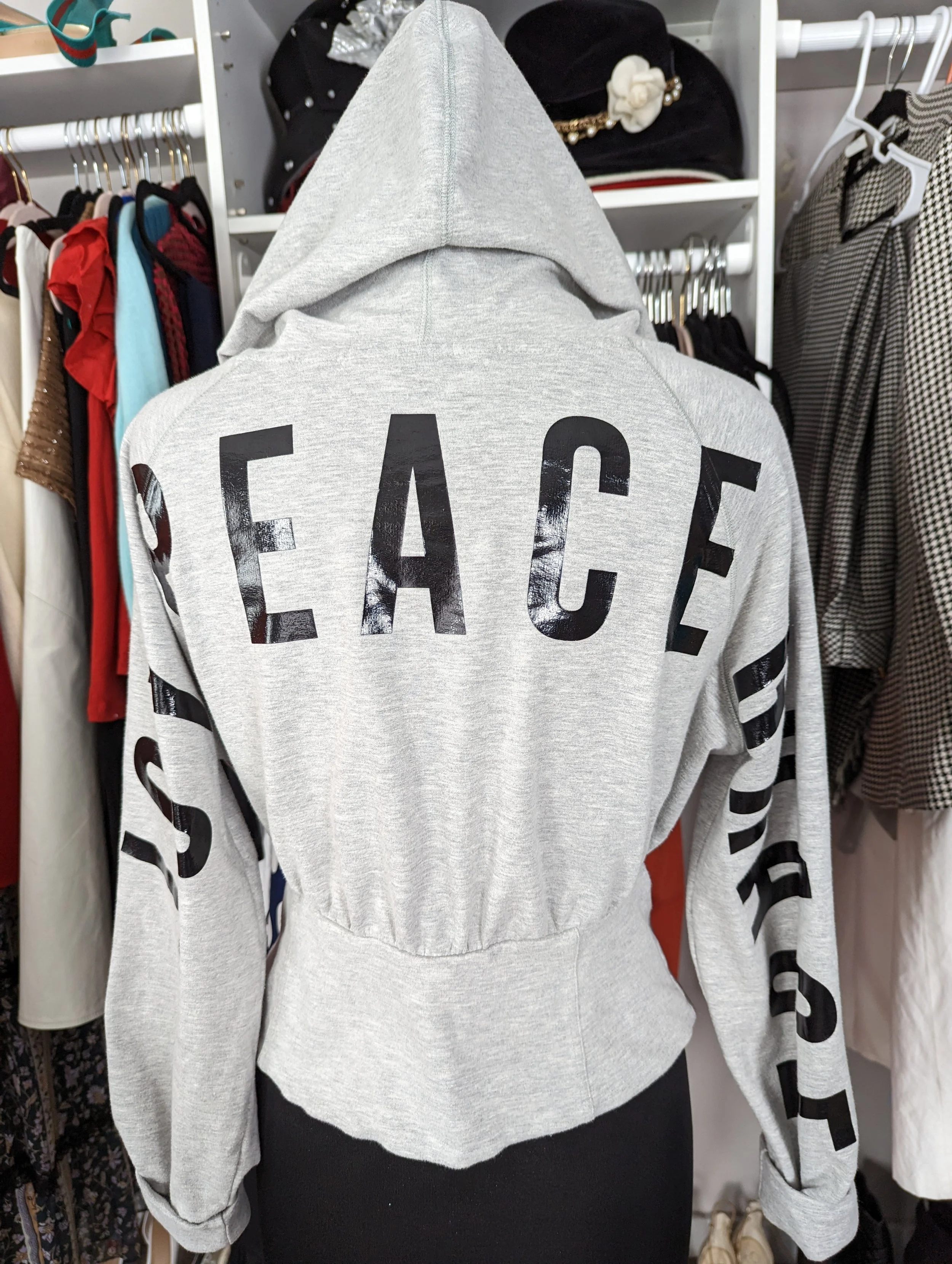 Gabrielle Union Gray Statement Crop Sweatshirt Size L
