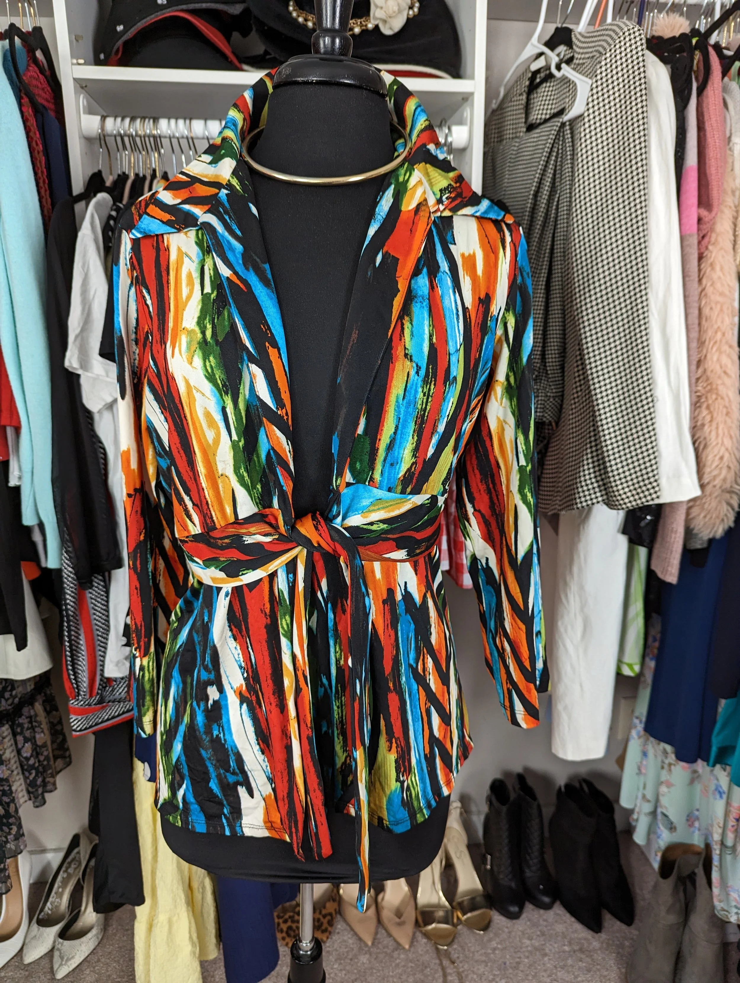 Multi Color Front Tie Jacket/Top Size Large