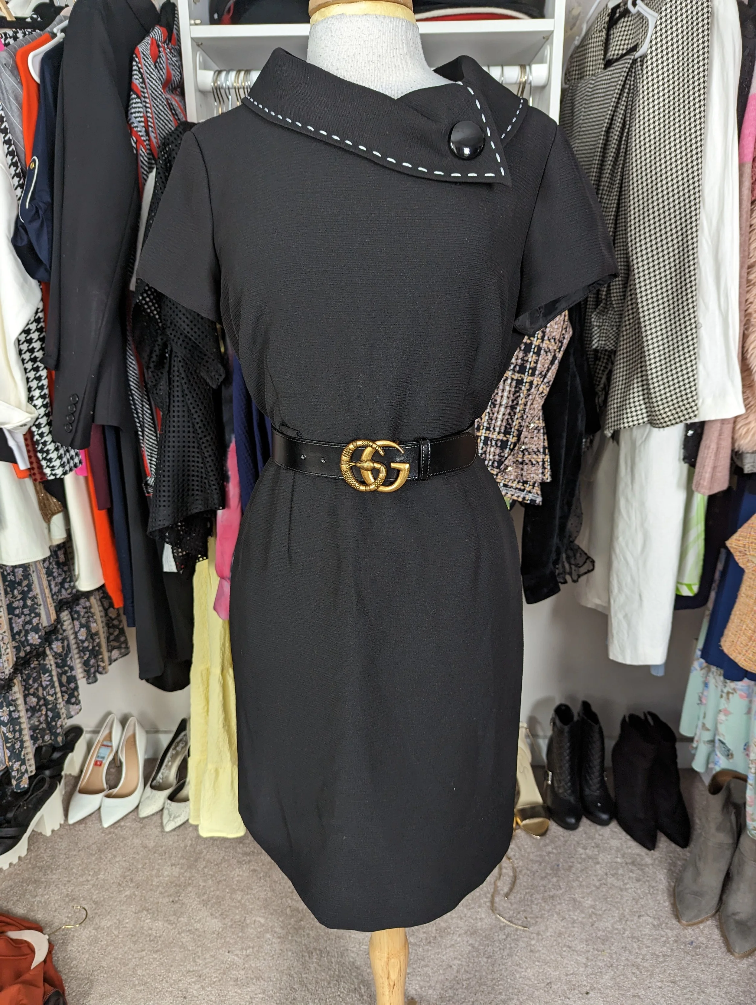 Black Flip Neck Dress Size 12P