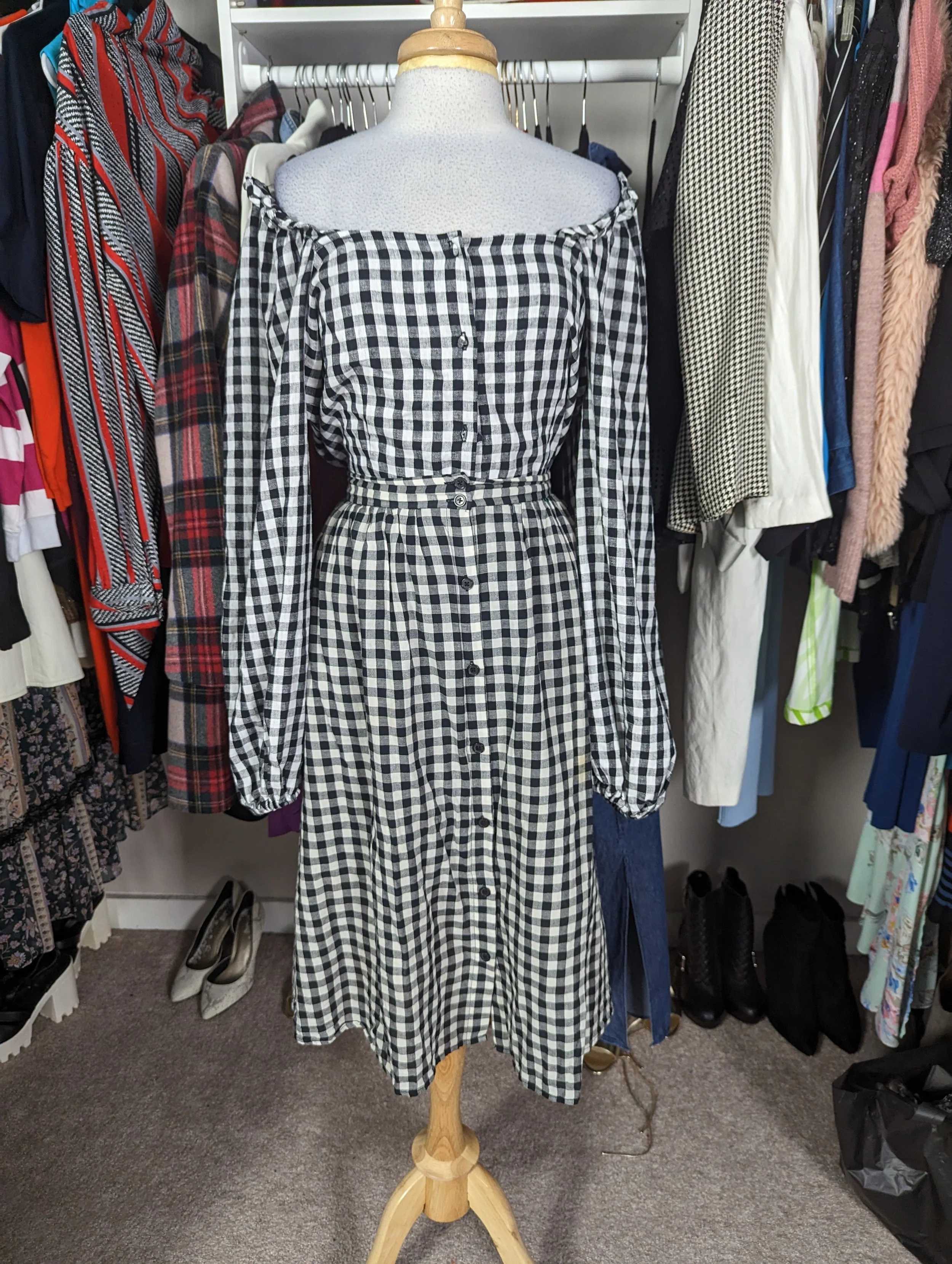 Who What Wear Black and White Gingham Plaid Pocket Skirt Size XL