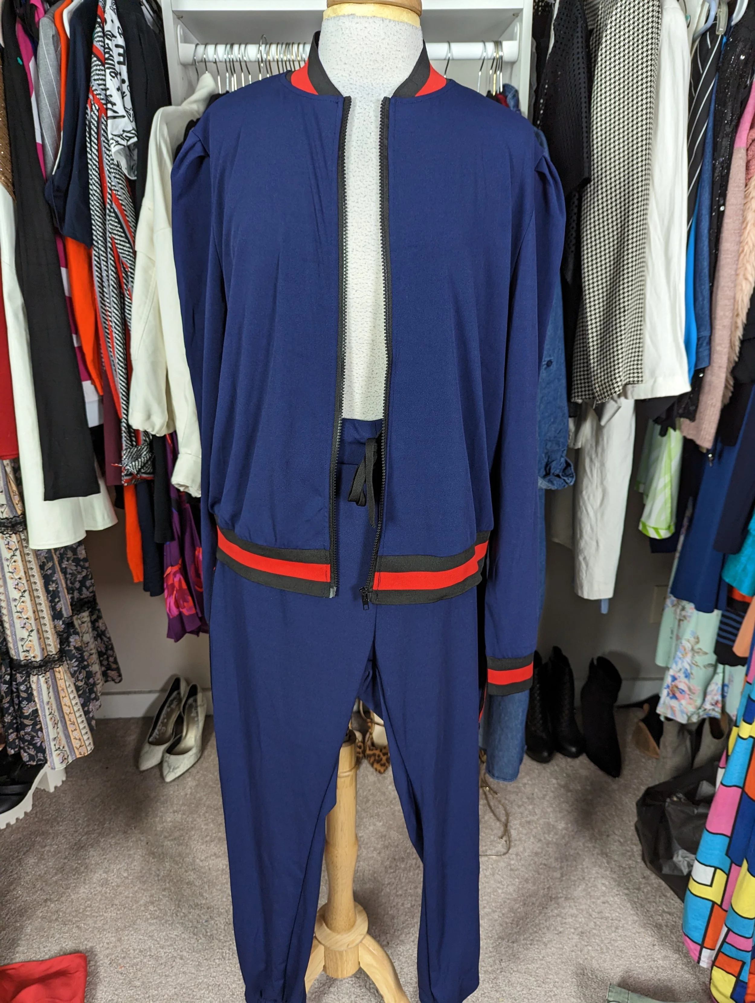 Navy Blue Red and Black Tracksuit Size L