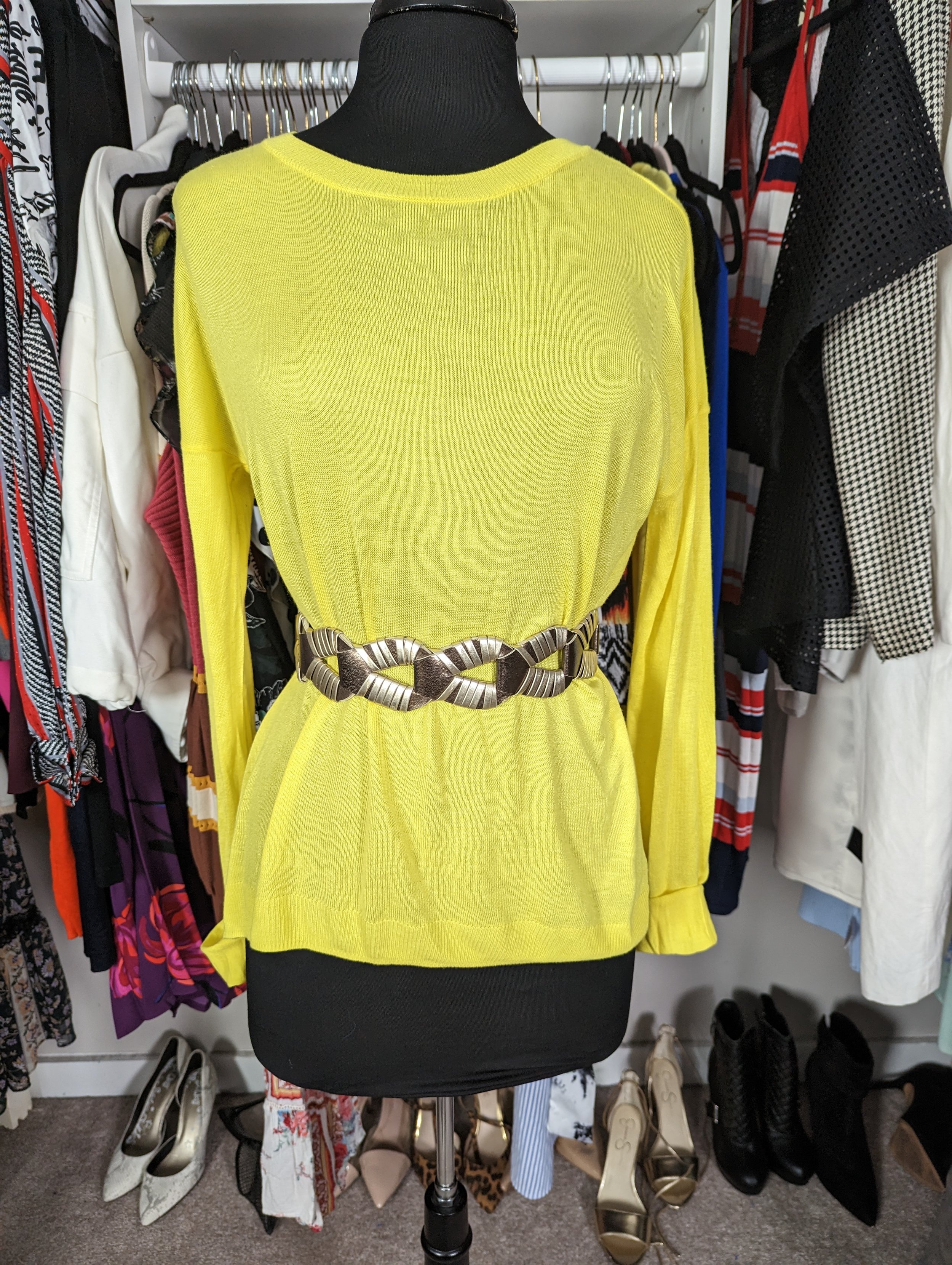 J Crew Yellow Knit Sweater Size Large