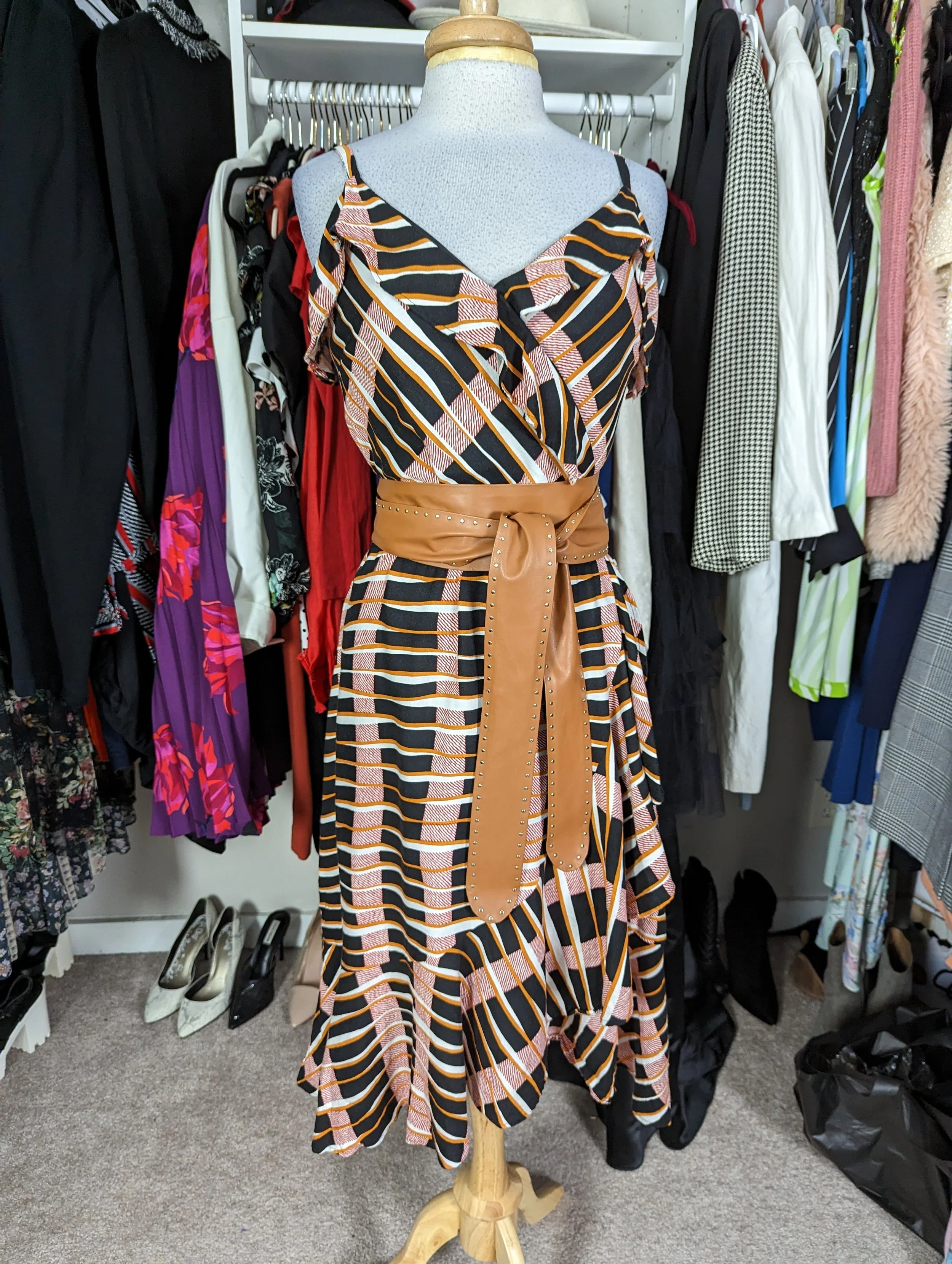 Ann Taylor Ruffle Mixed Print Dress Size 12/14