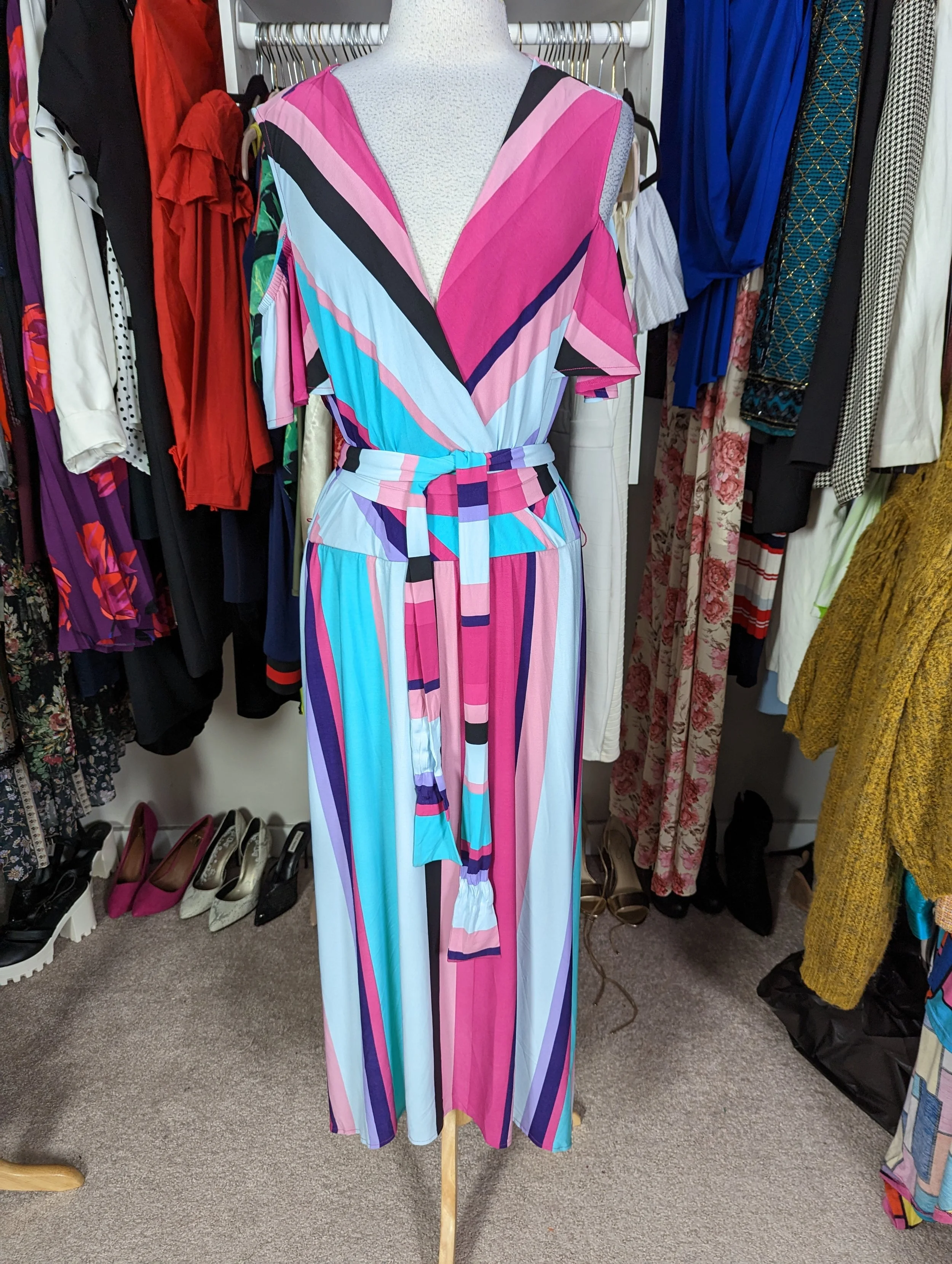 Stripe Maxi Dress with Belt  Size 22/24