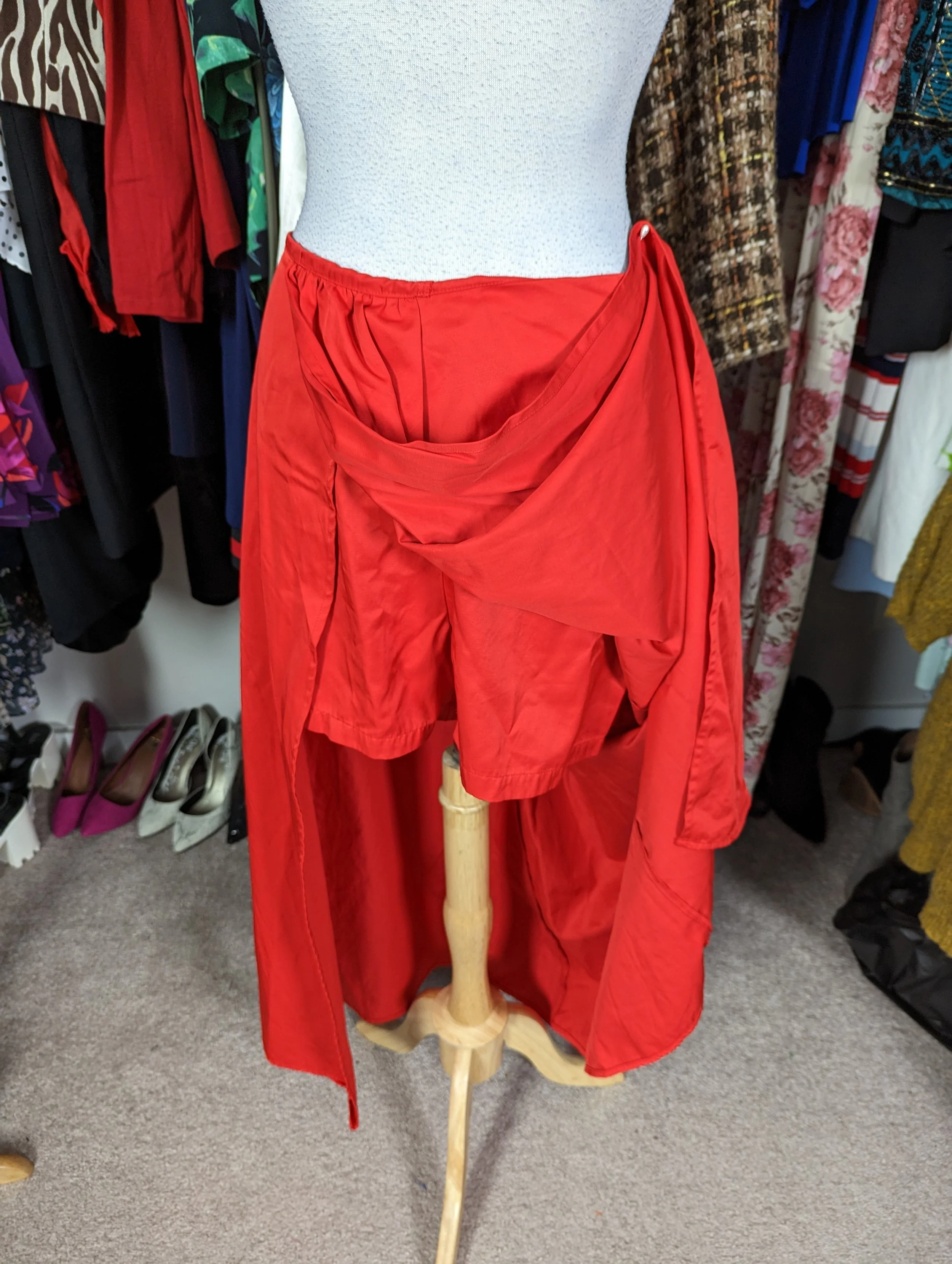 NY & Co Red Maxi Skirt with Shorts Size 8/10