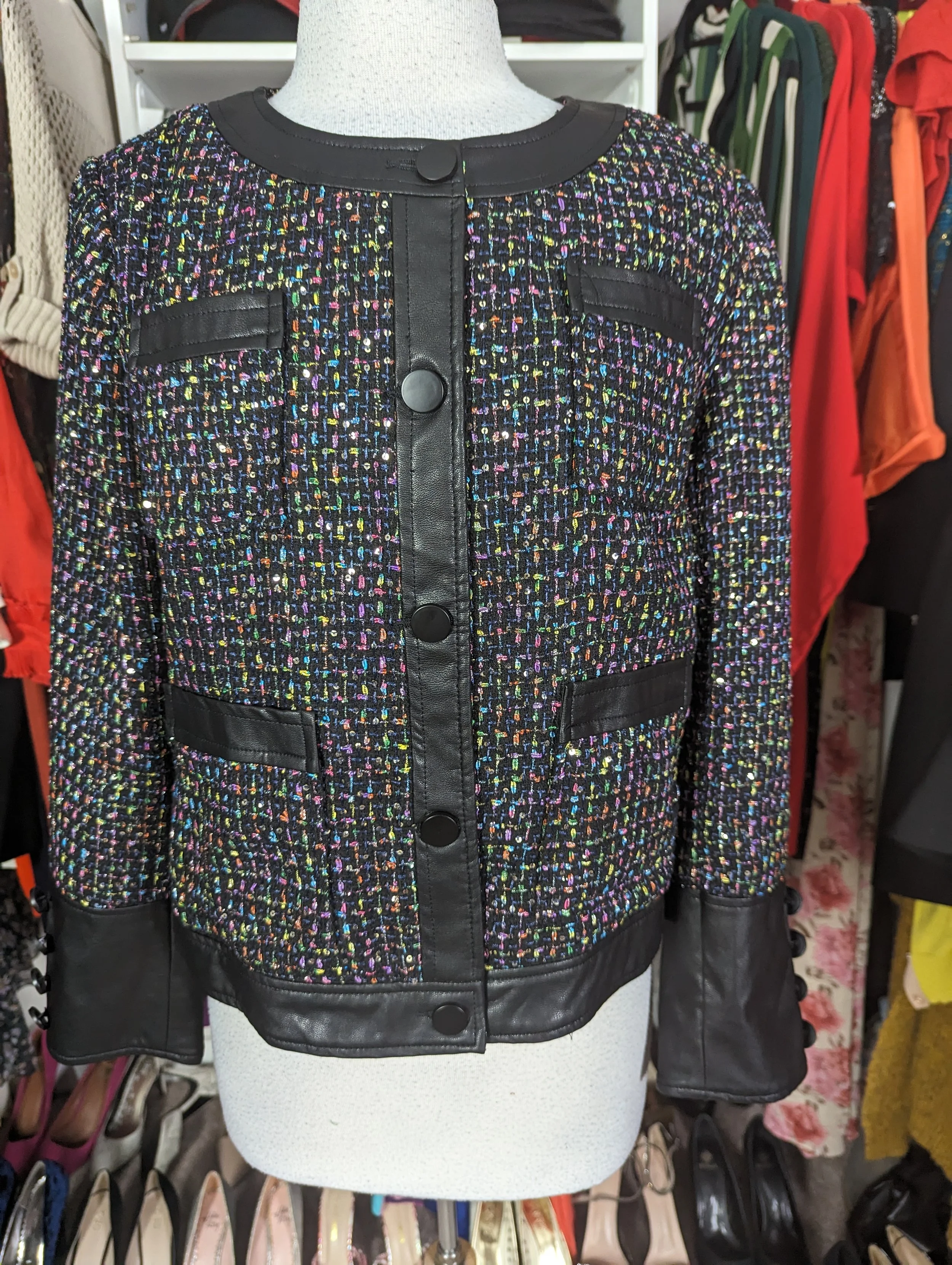 New Multicolor embellished Jacket Size L 10/12