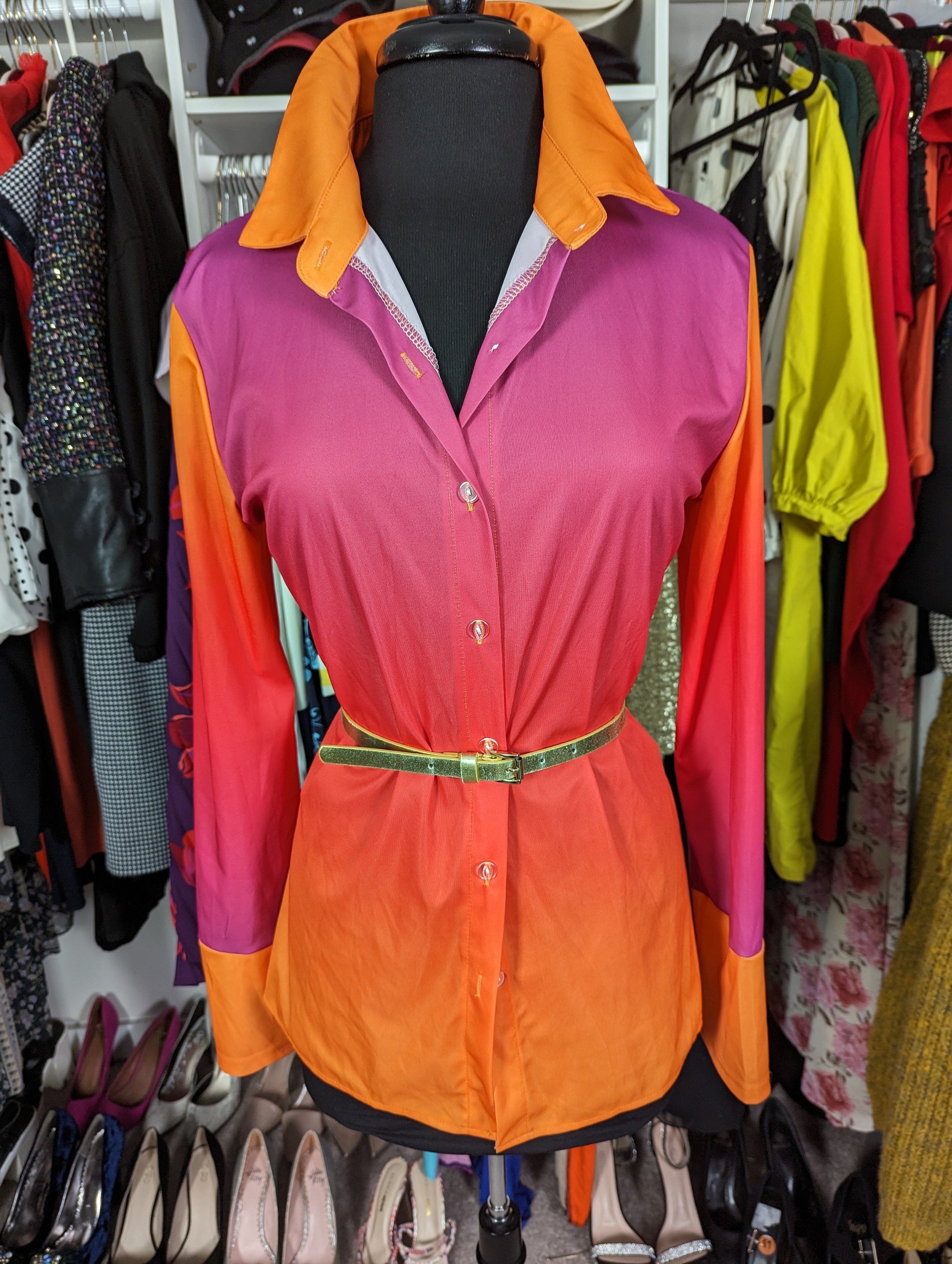 Orange and Pink Long Sleeve Top Size 8/10