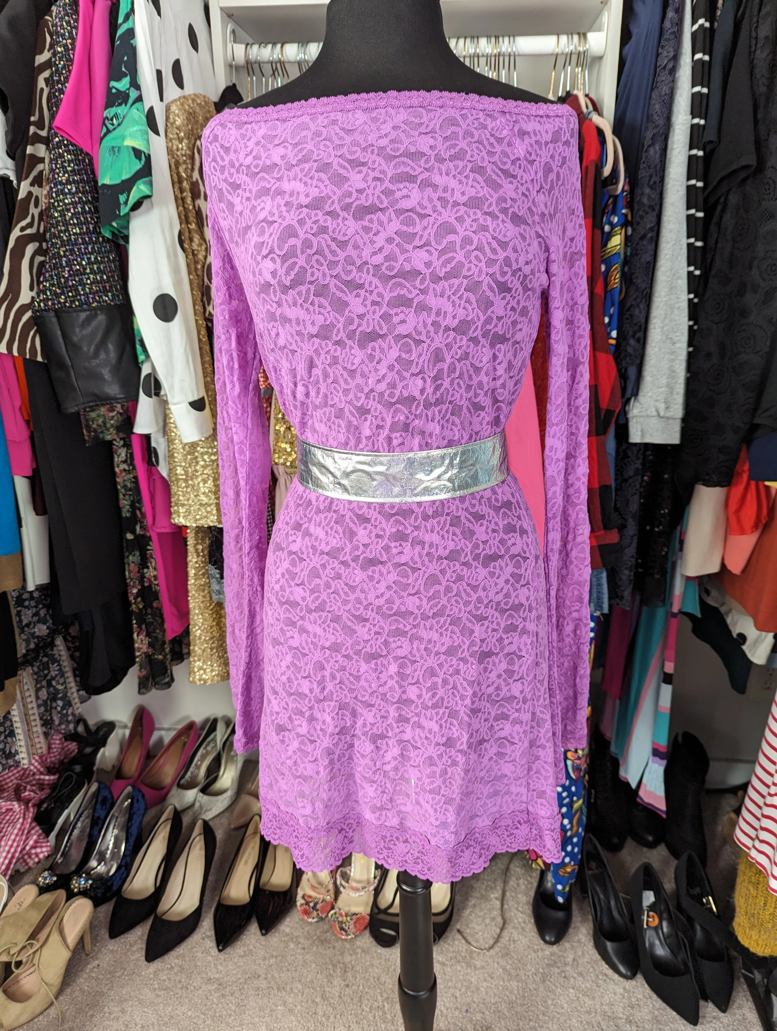 Victoria's Secret Lavender Lace Mini Dress Size L/XL