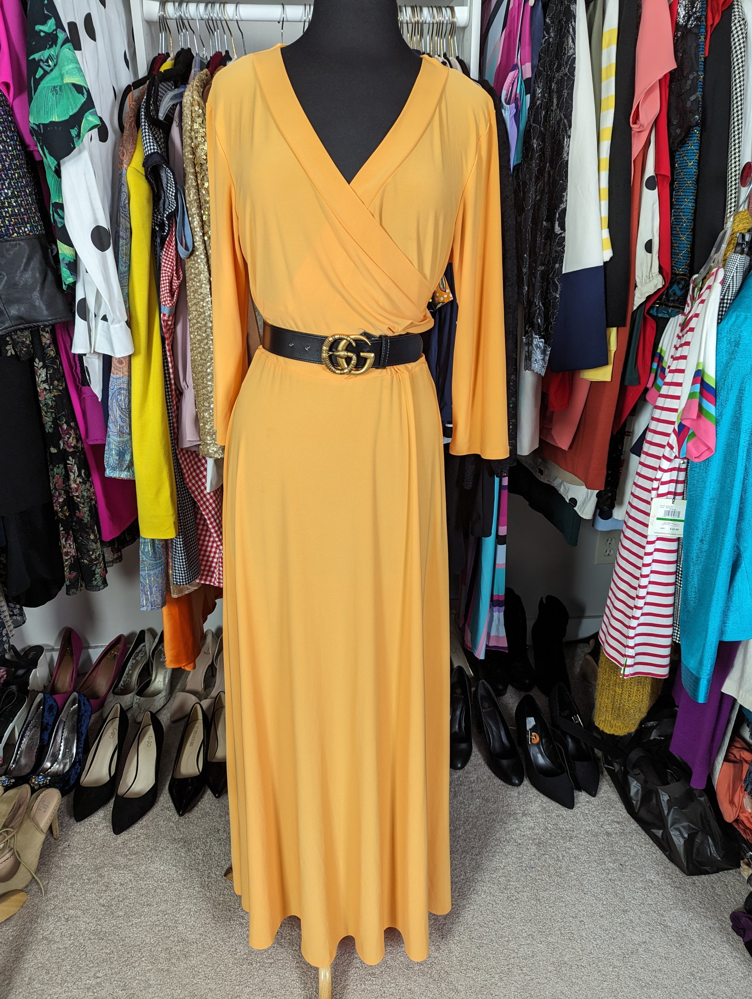 Mustard Faux Wrap Dress Size L/XL