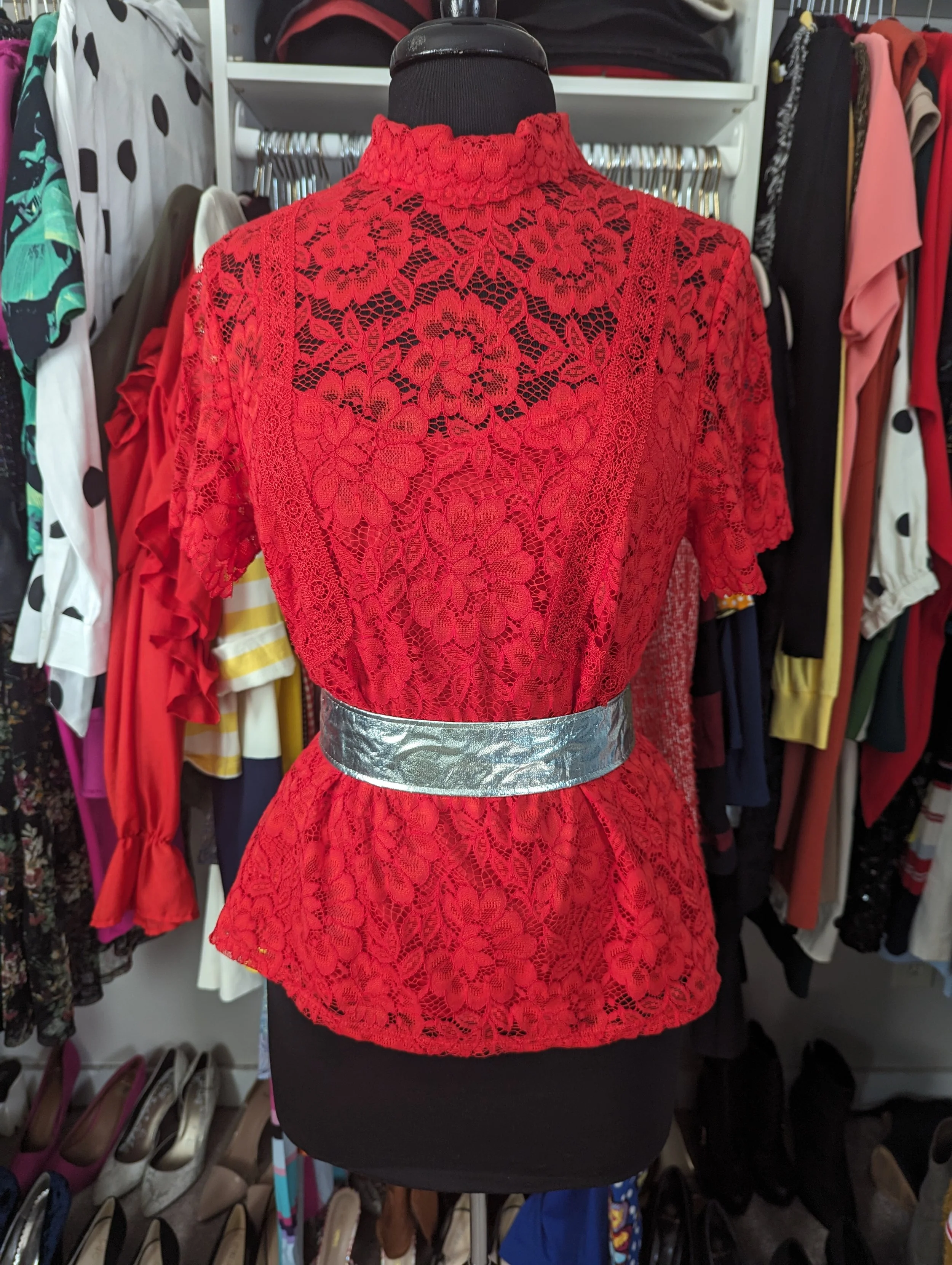 Red Lace Top Size M