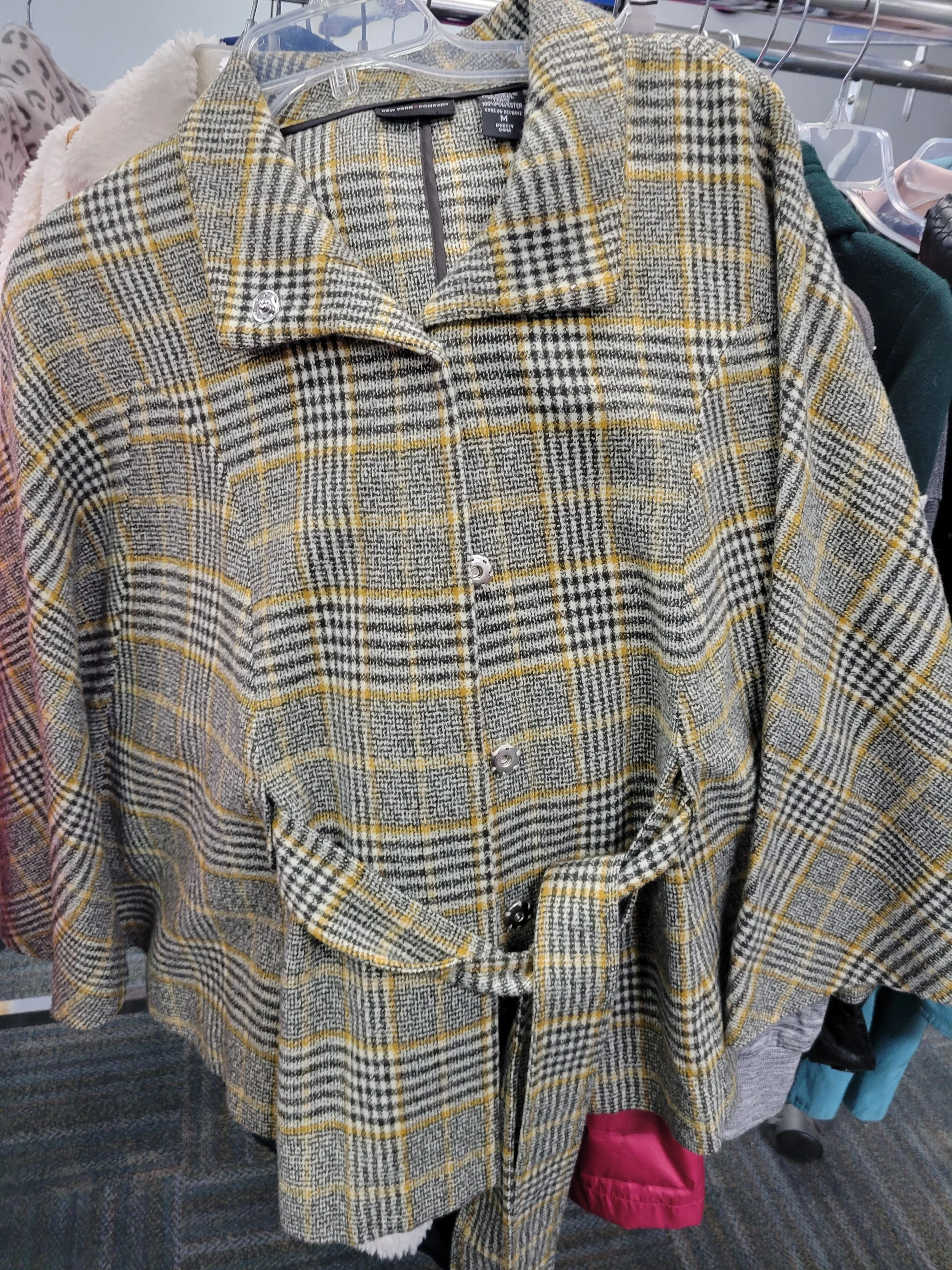 NY and Co plaid cape with belt size M