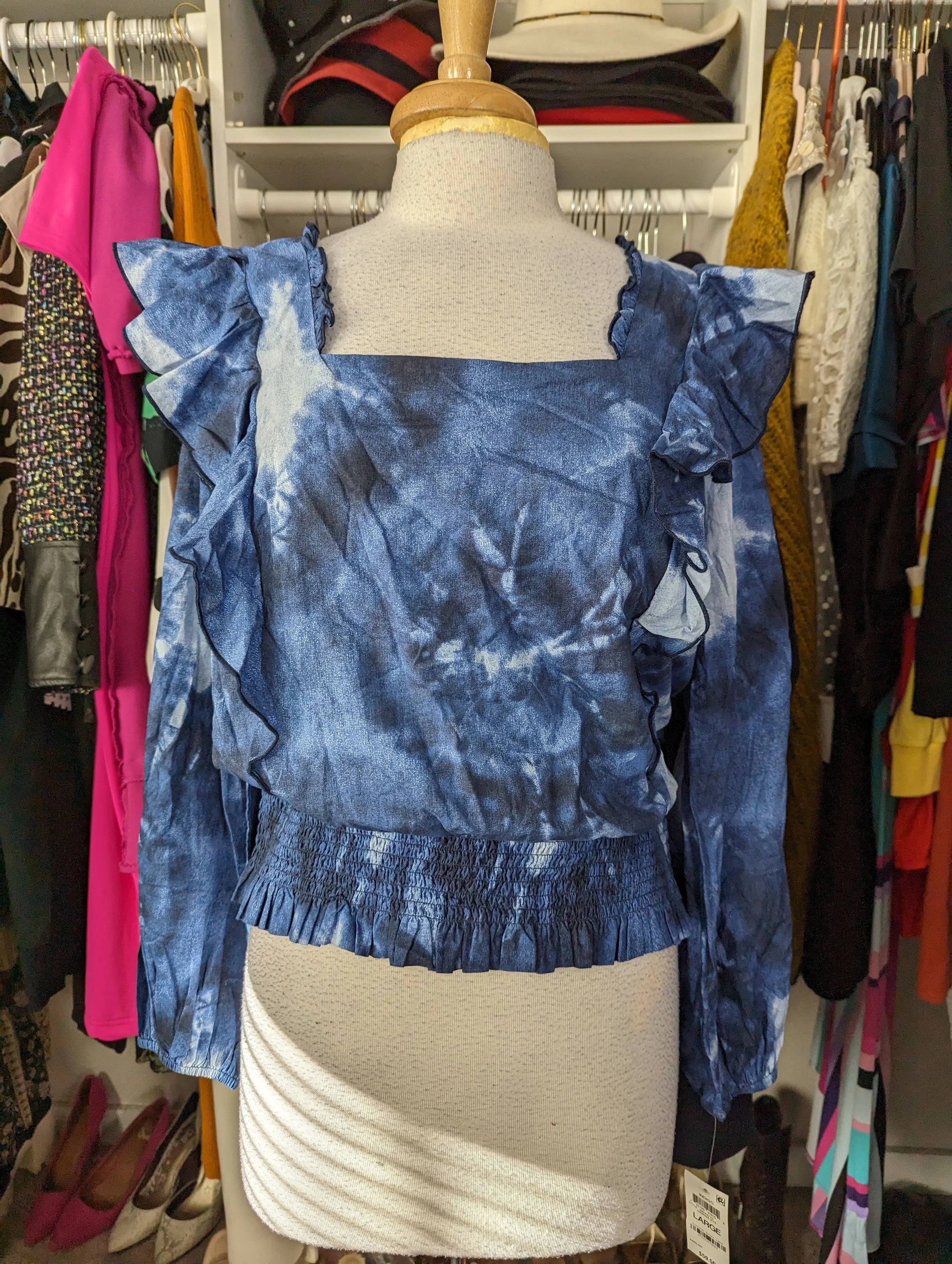 New INC Denim Tie dye Top size Large
