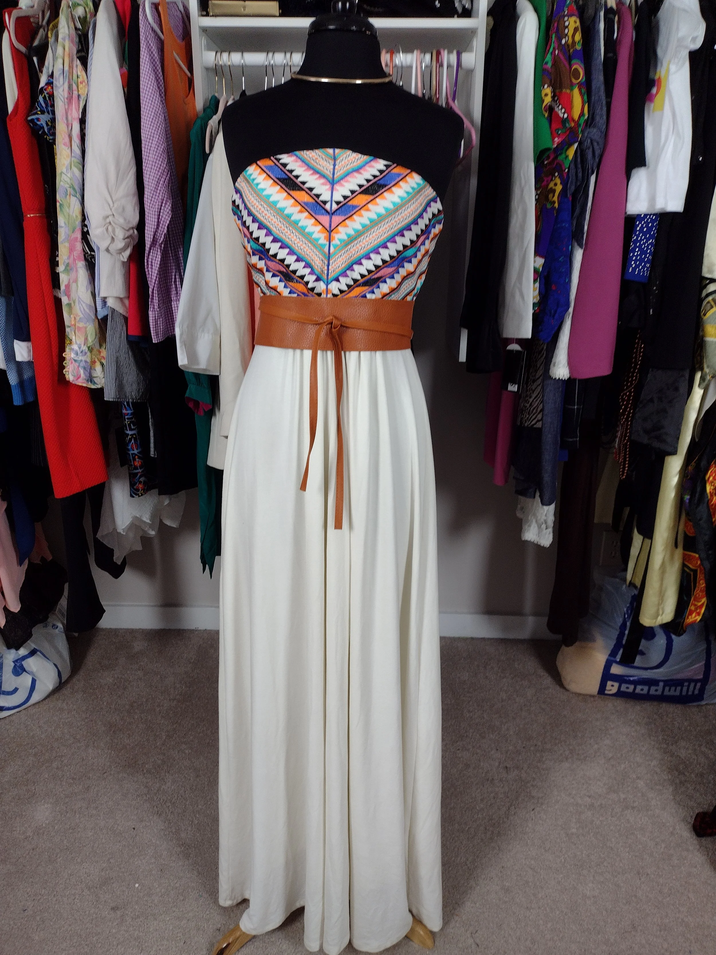 Colorful Bodice Strapless dress size Large