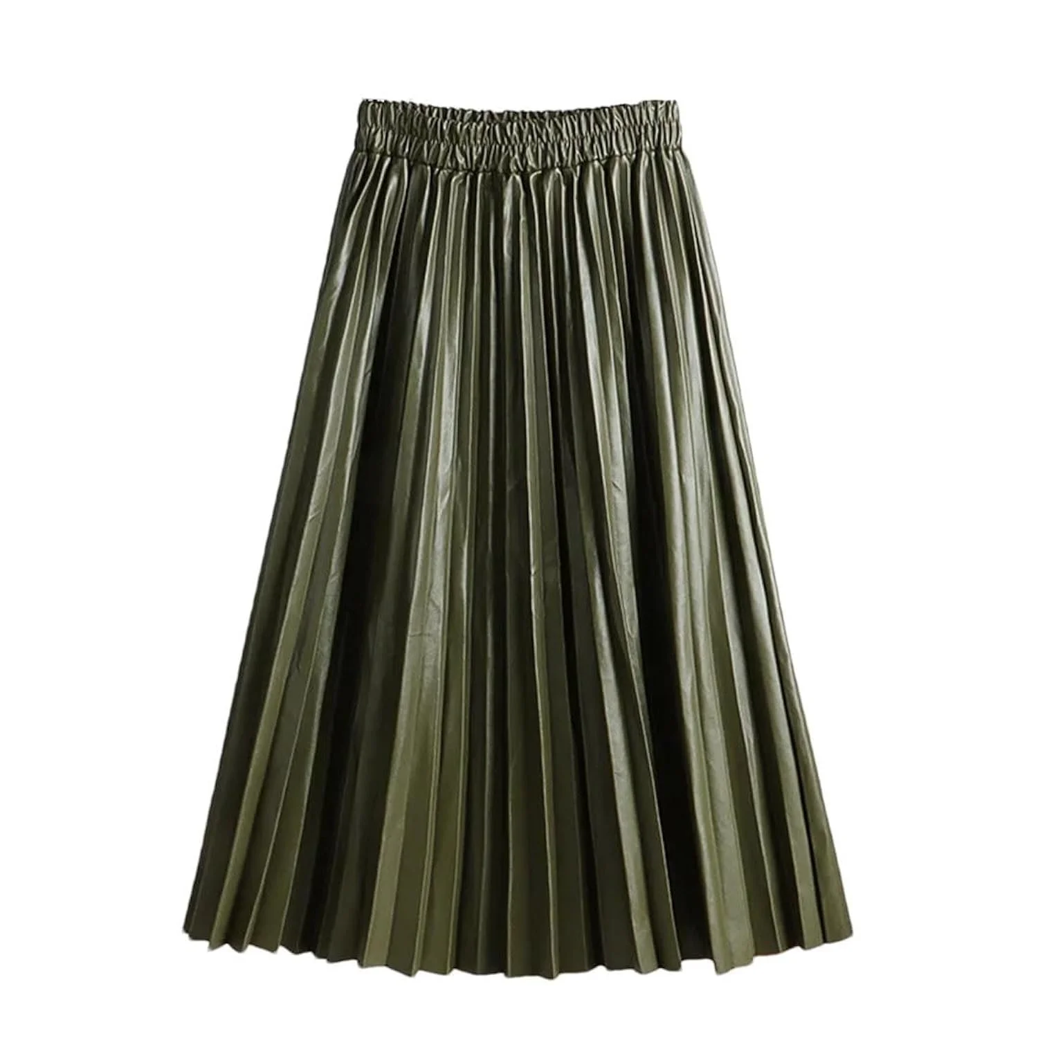 Olive  Faux Leather Pleated skirt S/M
