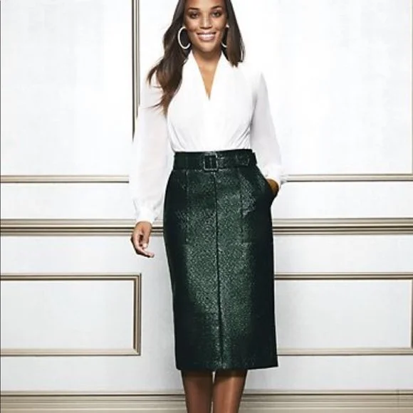 NEW Eva Mendes Faux Leather Skirt Size 10/12