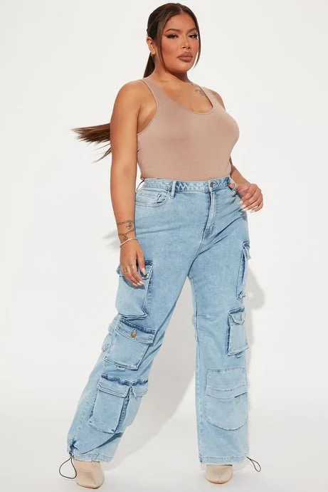 Fashion Nova Fairfax High Rise Stretch Cargo Jeans - 14