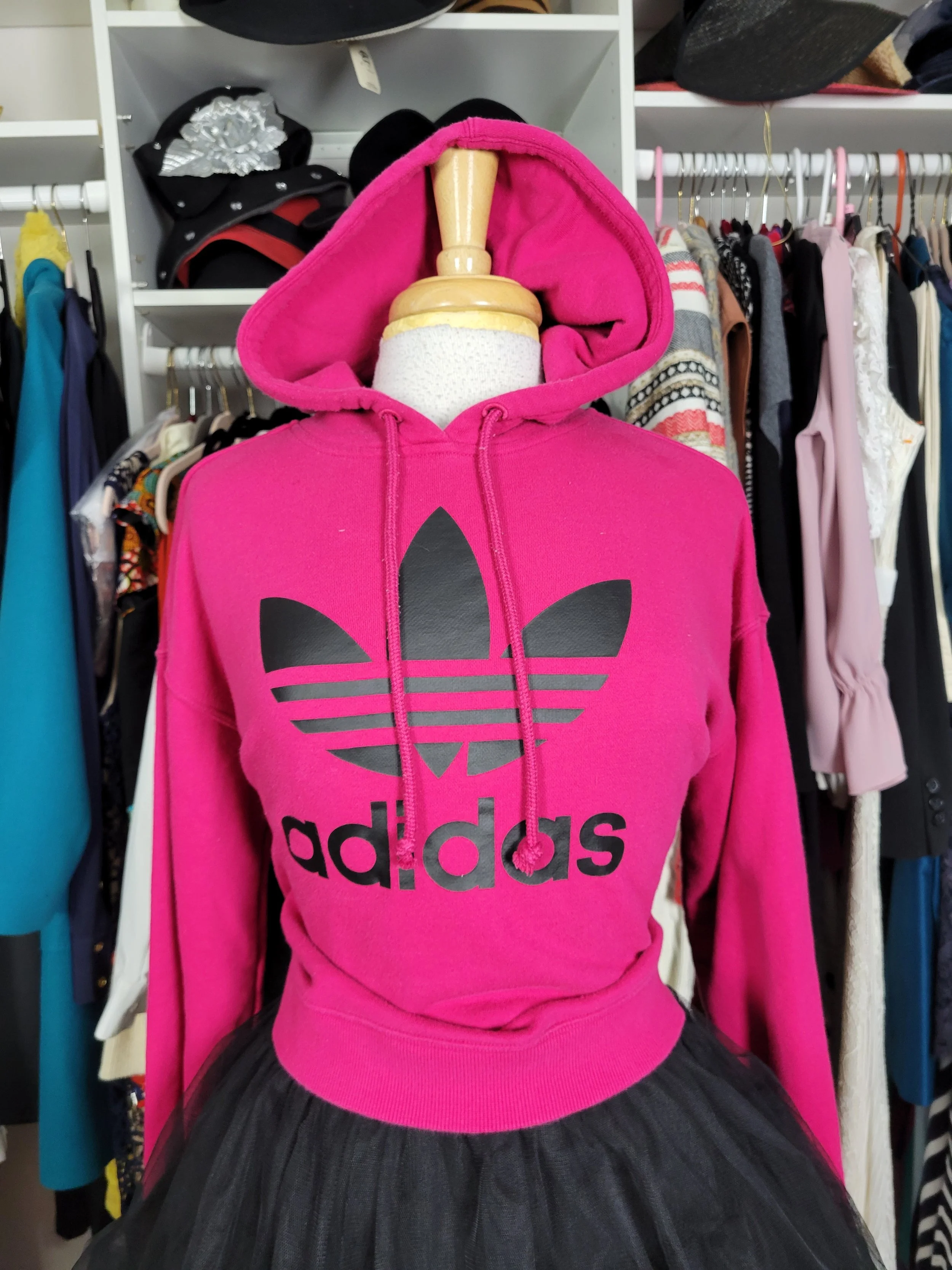 ADIDAS pink and black hoodie- S/M