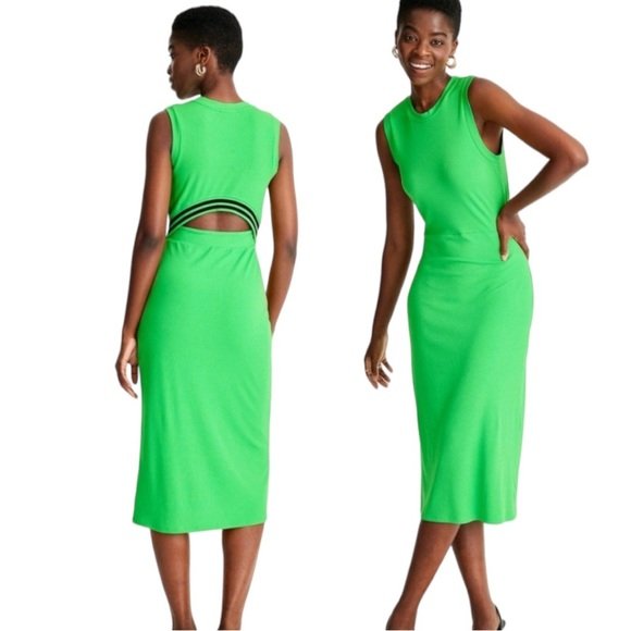 Future Collective Cut Out Back Ribbed A-Line Dress - L/Xl