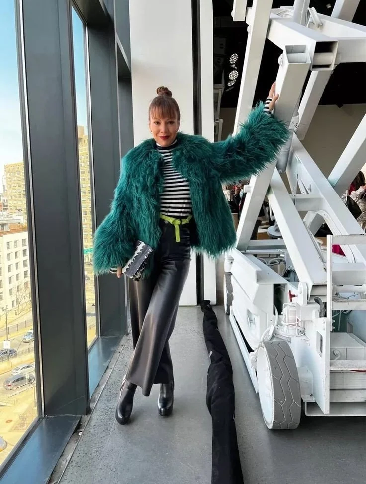 New Green Faux Hair Jacket 8/10