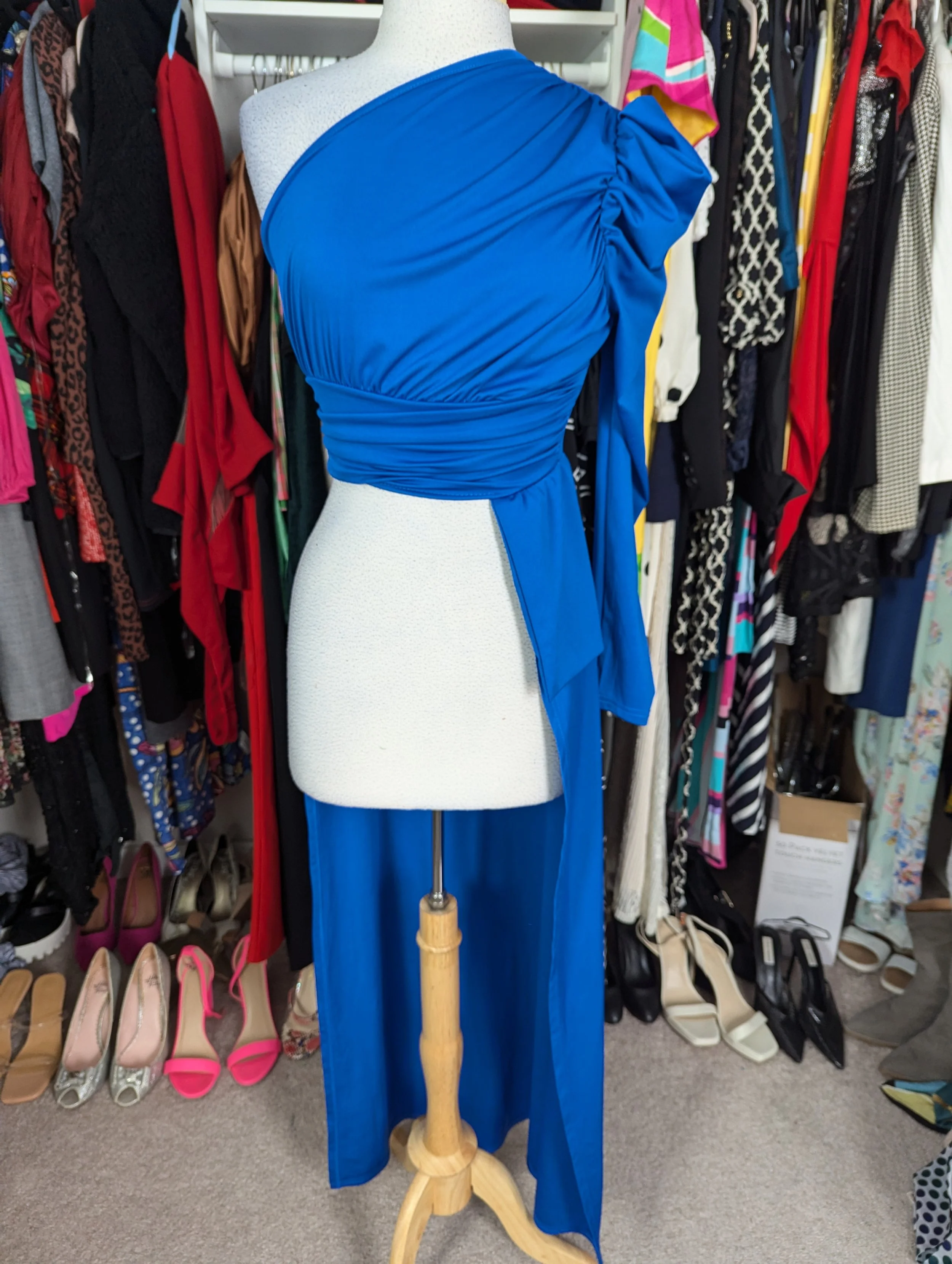 Royal blue one shoulder Top size S/M