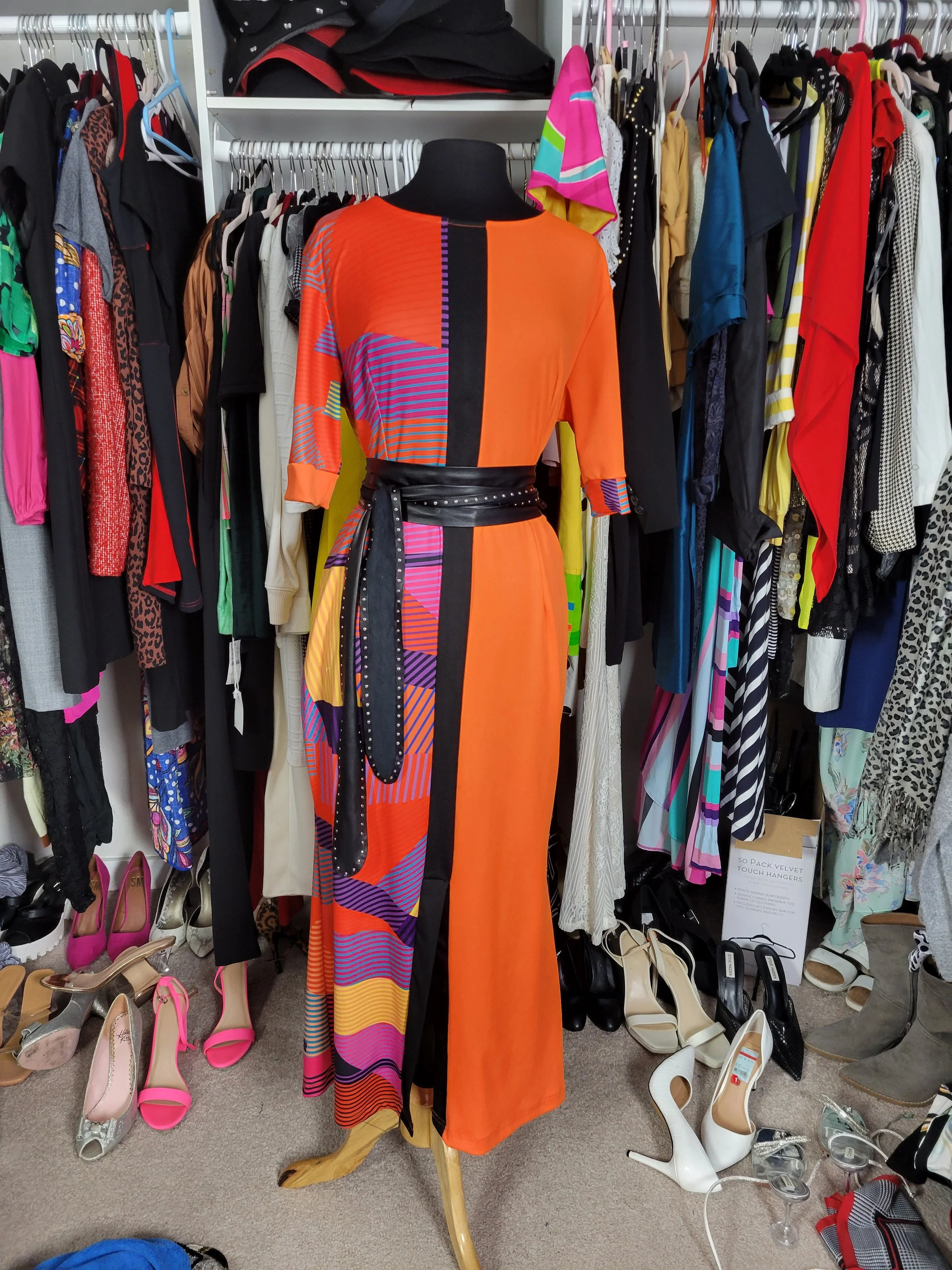 Orange Mixed Print Pocket Maxi size 12/14